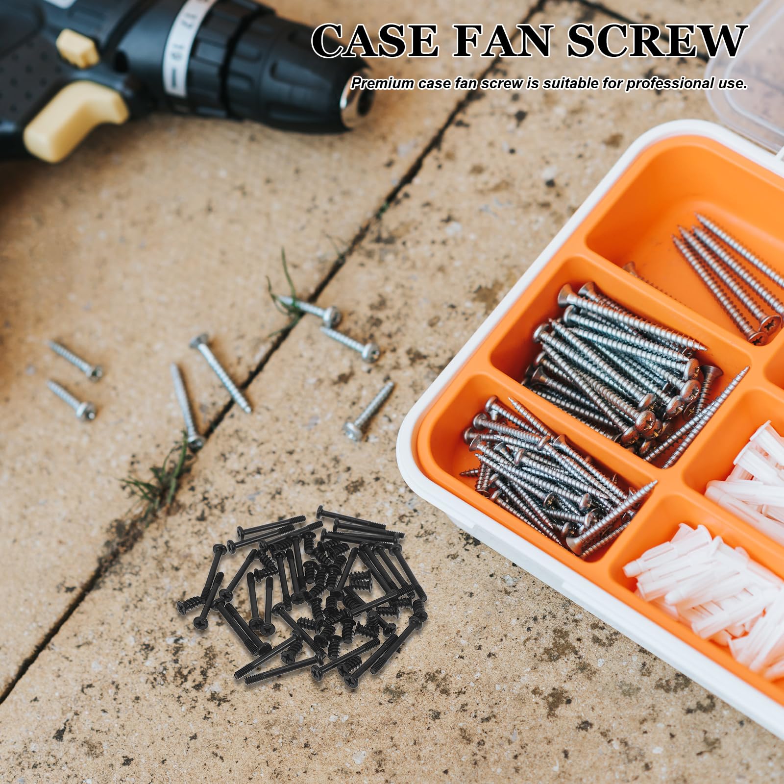 Black Computer Cooling Fan Mount Screws Set - 30pcs Long & 30pcs Short Flat Head Tapping Screws for PC Case Fan Installation - Perfect for Gaming PC, Workstation, and Server Cooling System Upgrades