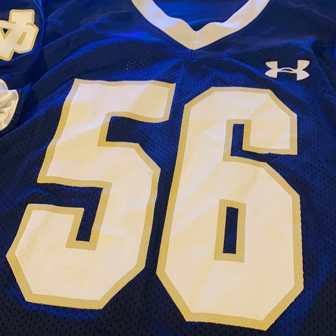 Authentic Quenton Nelson Notre Dame Football Game-Worn Jersey #56 by Under Armour - Perfect for Collectors, Fans, and Game Day Outfits