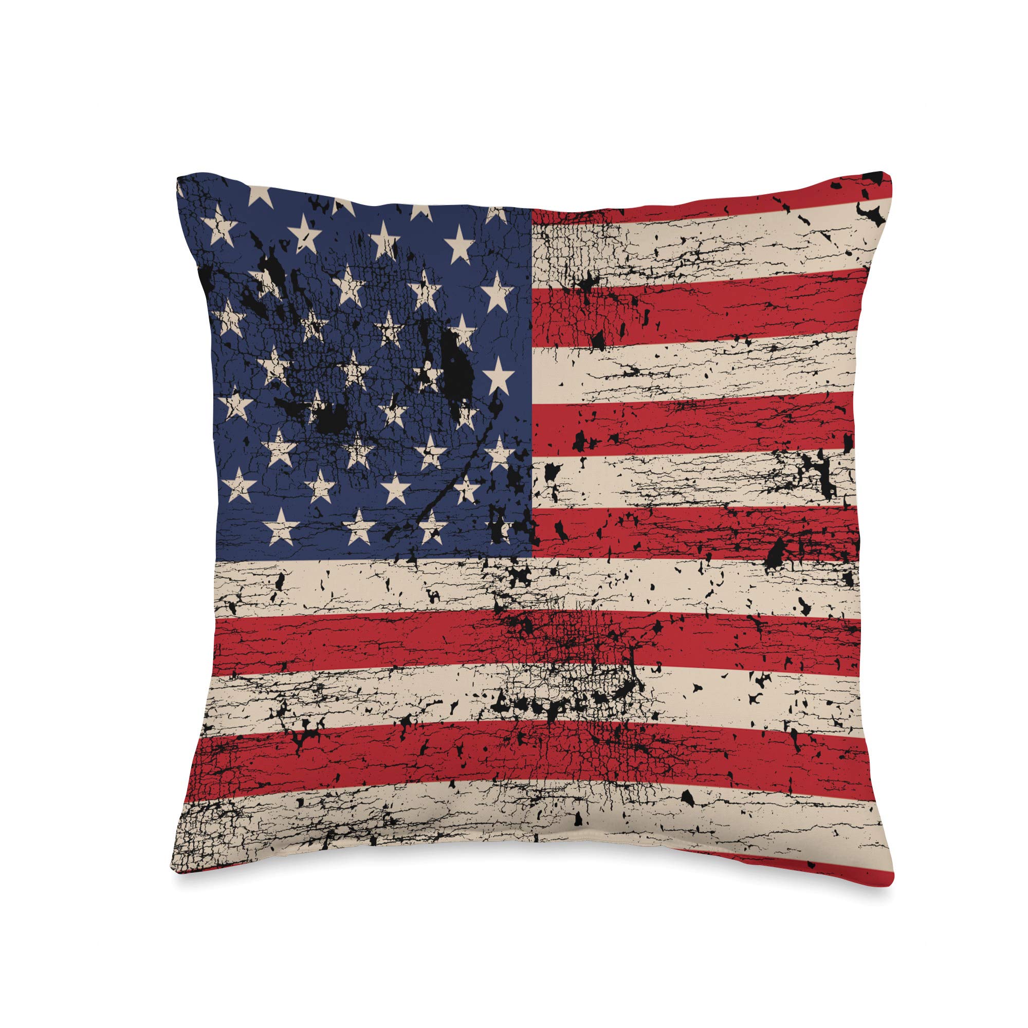 American USA Stars and Stripes Flag Throw Pillow - Patriotic Decor 16x16 Inch Multicolor - Perfect for Sofa, Bedroom & Outdoor Patriotic Events