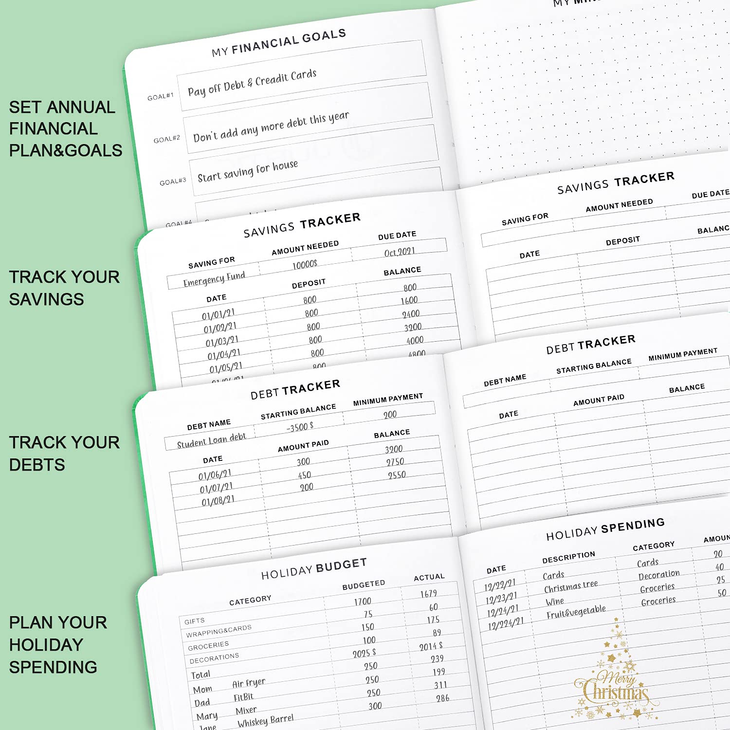 2025 Budget Planner - Monthly Expense Tracker Notebook & Financial Organizer for Home, Office, Work | Undated 12-Month A5 Accounting Book in Mint Green | Perfect for Personal Finance, Bill Tracking & Money Management