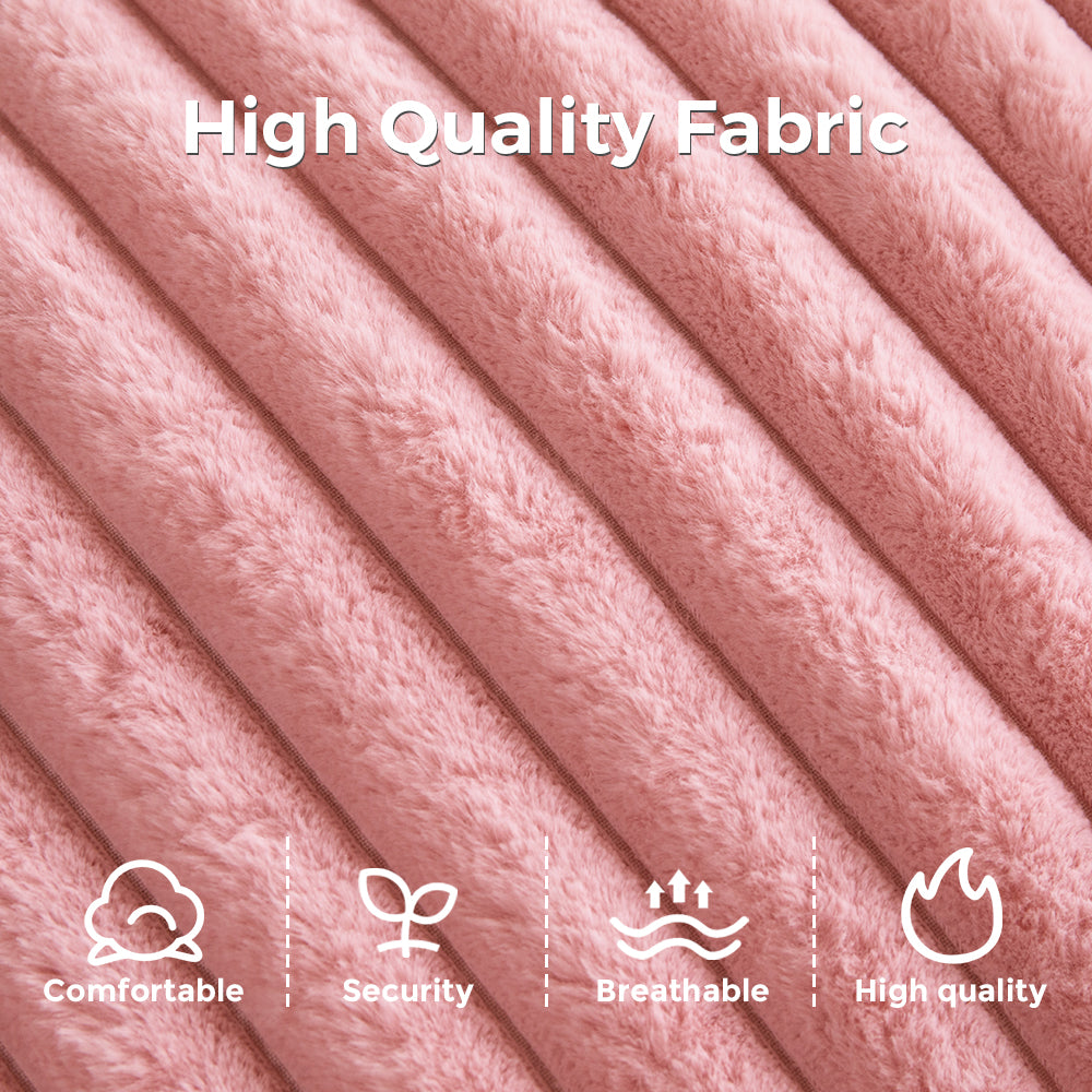 MAXYOYO Giant Bean Bag Chair - Soft Striped Faux Fur Floor Sofa with Removable Pillows & Armrests, Pink - Perfect for Living Room, Bedroom, Gaming Room & Dorm Decor