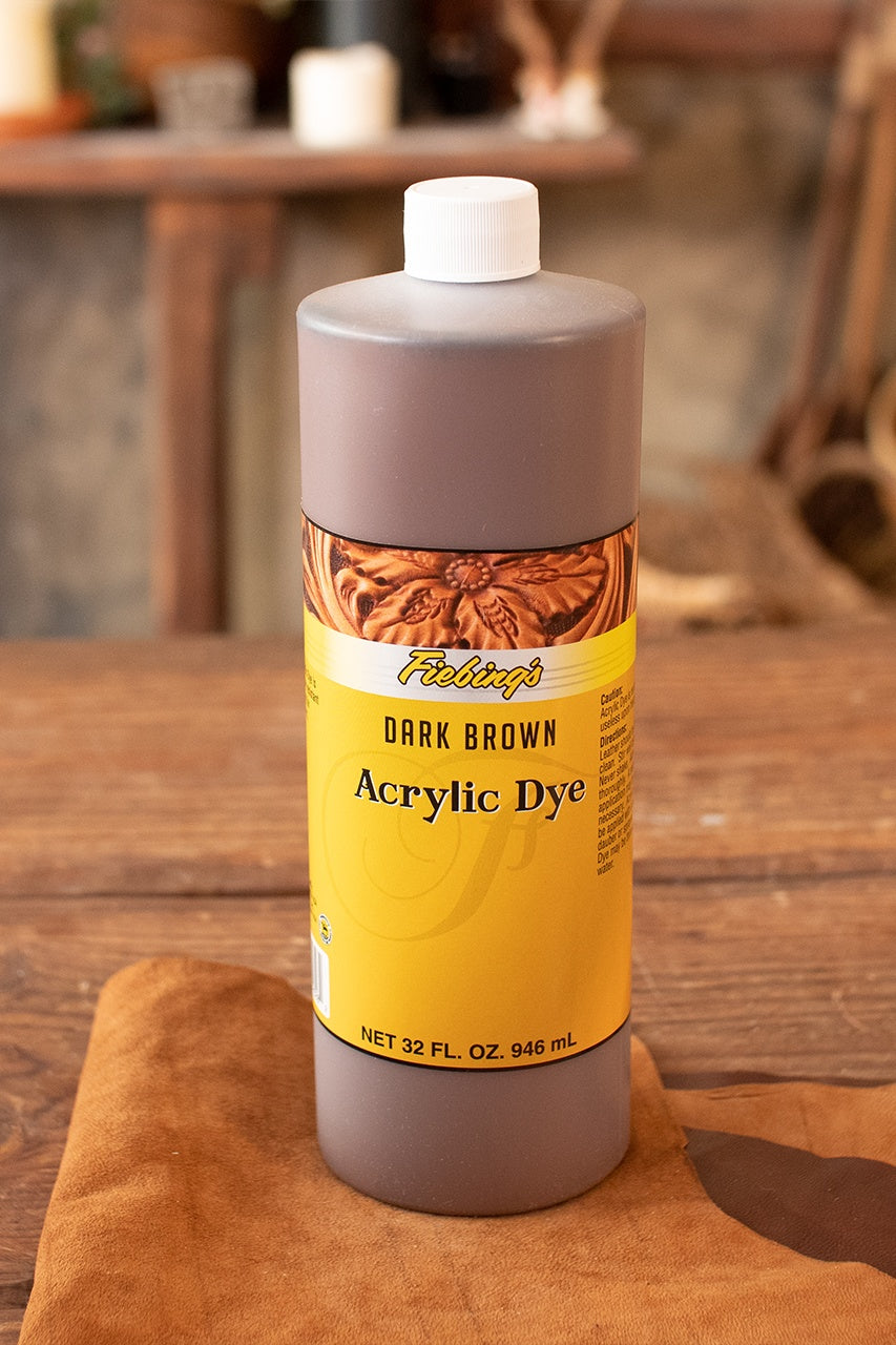 Fiebing's Acrylic Dye - 32 oz (946 ml) Dark Brown Leather Dye for Shoes, Bags & Furniture - Professional Leather Coloring & Restoration Solution
