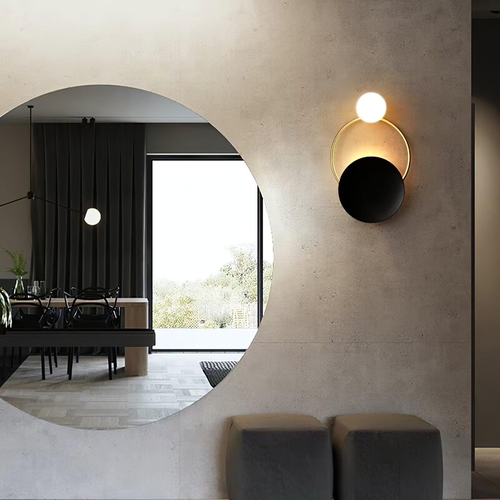 Modern Black Circular Rings Wall Lamp - Sleek LED Lighting Fixture for Bedroom, Living Room & Office Decor