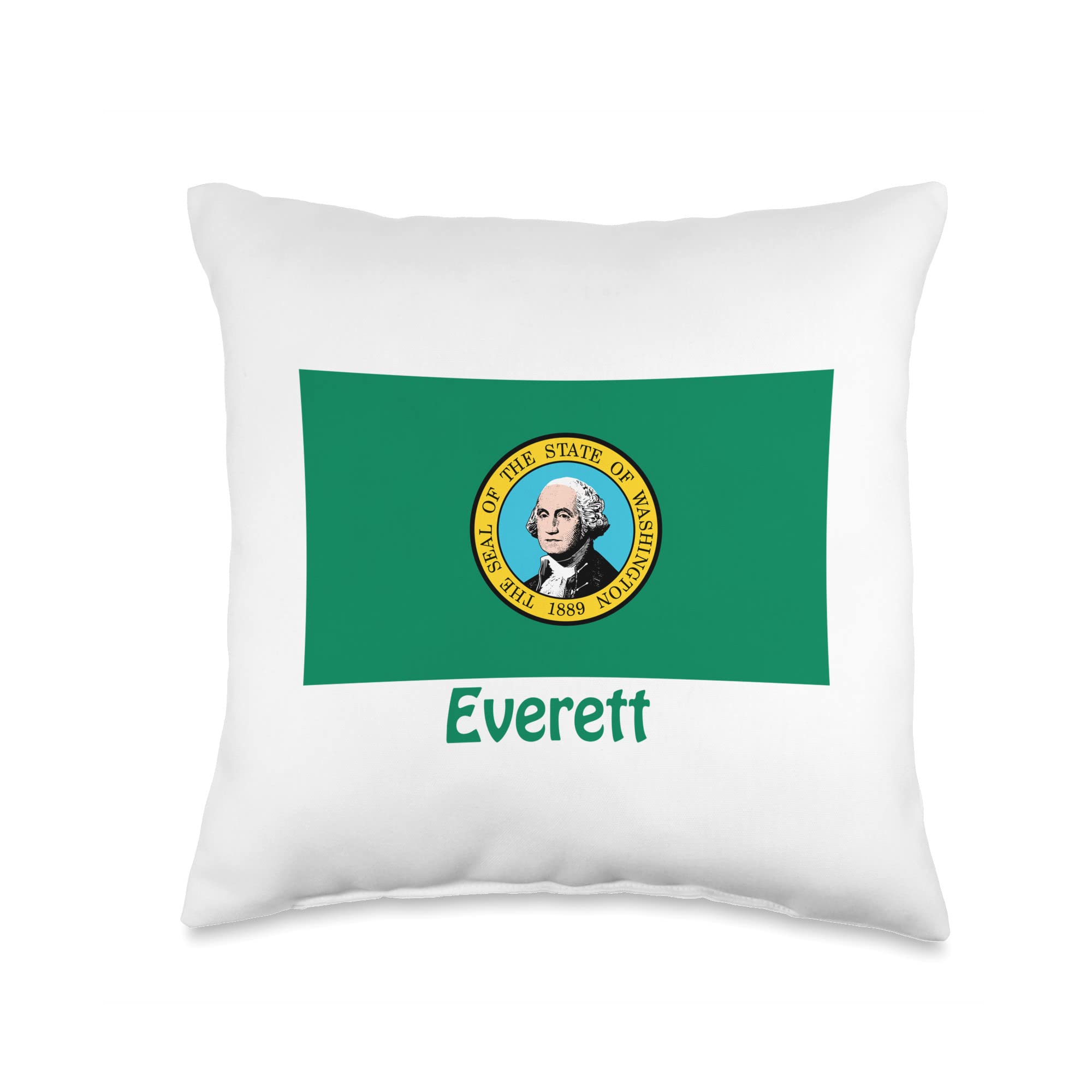 Everett Washington USA Flag Souvenir Throw Pillow - Patriotic Home Decor for Sofa, Bed & Couch - Perfect Gift for American Pride & 4th of July