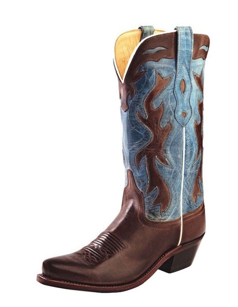 Vintage Old West Women's Cowgirl Boots - Snip Toe, Chocolate Brown Leather with Jama Inlay Design | Perfect for Country Dancing, Rodeo Events & Western Fashion