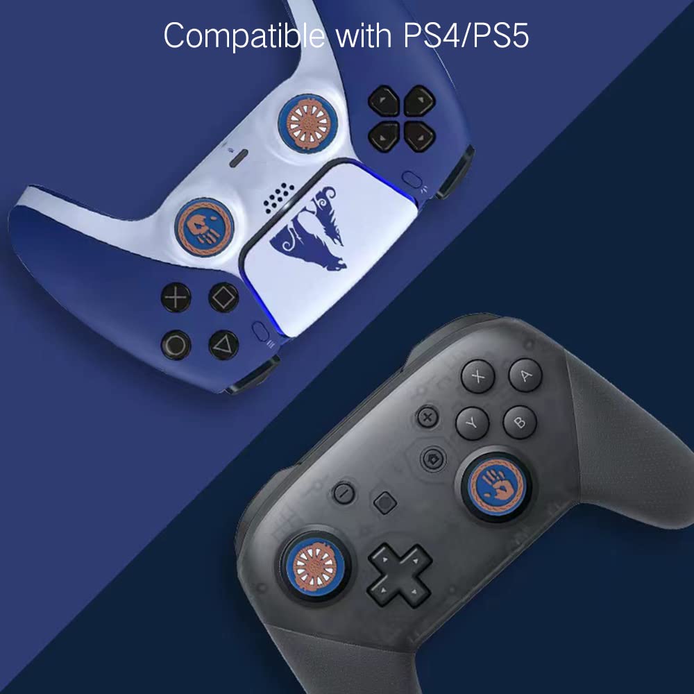 PERFECTSIGHT Cute 3D Soft Rubber Thumb Grip Caps for PS5, PS4, Xbox Series X/S, Xbox One, Switch PRO Controller - 4PCS Kawaii Analog Joystick Covers (Blue) - Improve Gaming Comfort & Grip for Long Play Sessions