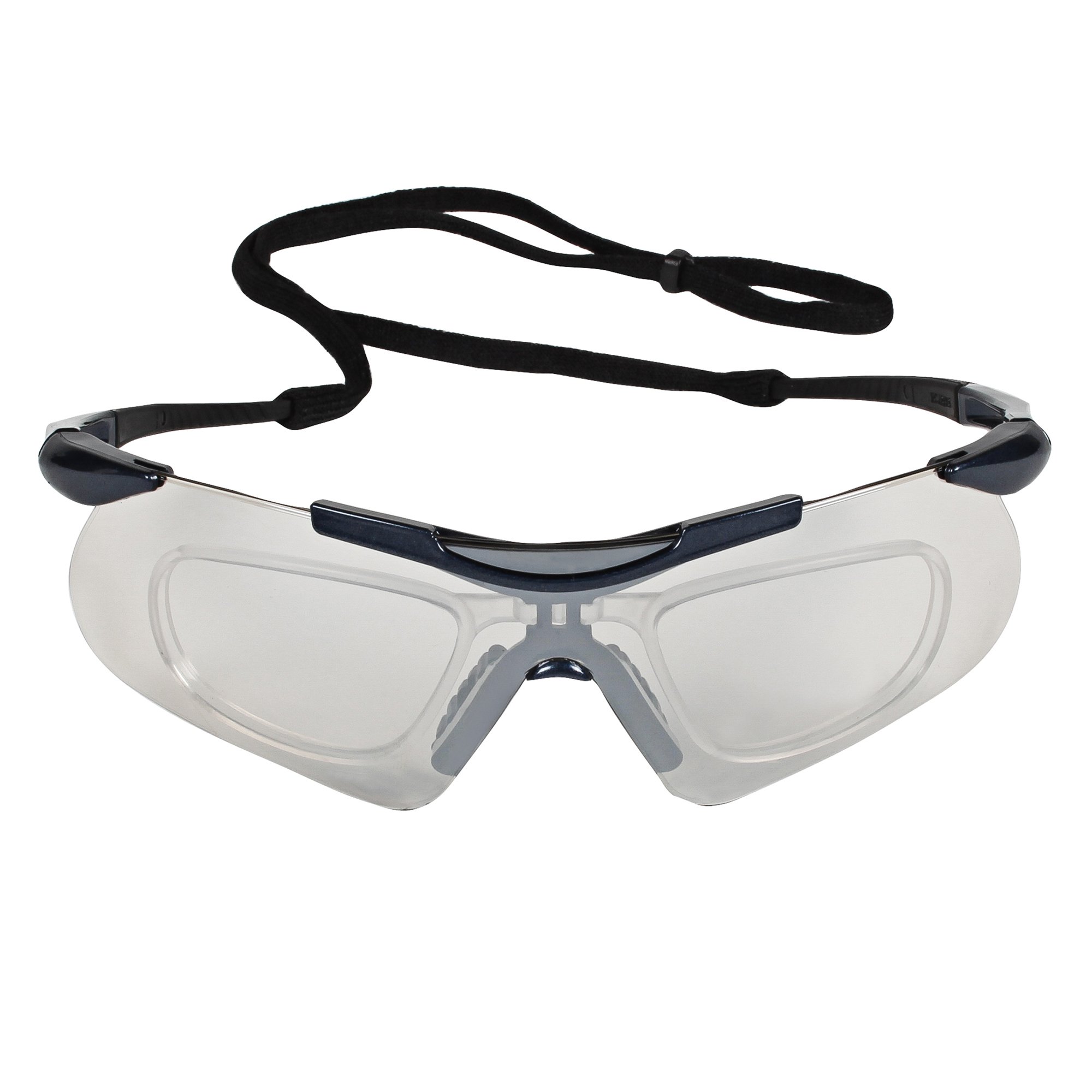 KleenGuard Nemesis Safety Glasses with Rx Inserts (38507) - OTG Protective Eyewear, Anti-Fog Lenses for Indoor & Outdoor Use, Metallic Blue Frame - 12 Pairs/Case - Ideal for Construction, Lab Work & DIY Projects