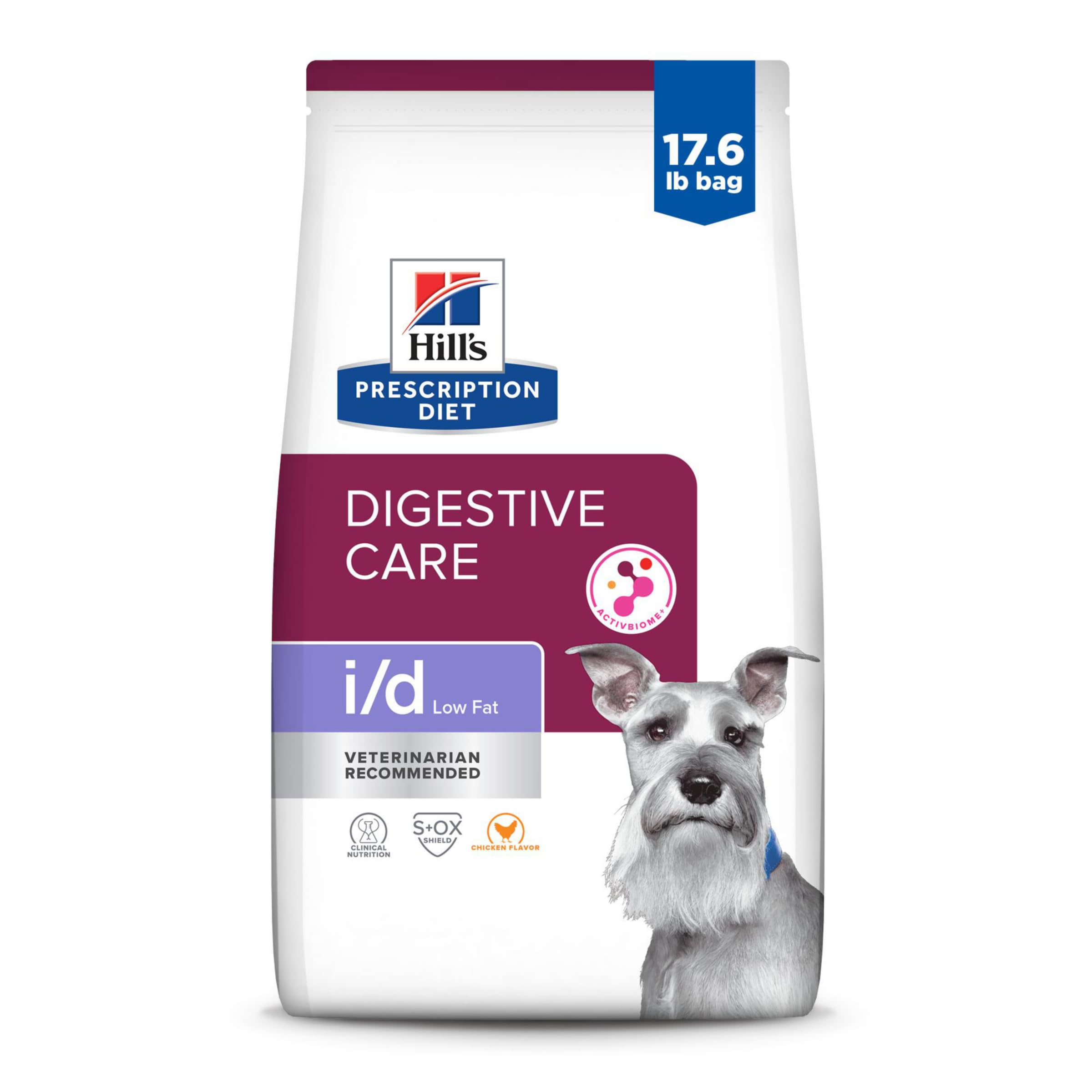 Hill's Prescription Diet i/d Low Fat Digestive Care Chicken Flavor Dry Dog Food - Vet Recommended for Sensitive Stomach & Digestive Issues - 17.6 lb Bag - Perfect for Dogs with Pancreatitis, Diarrhea or Recovery After Surgery