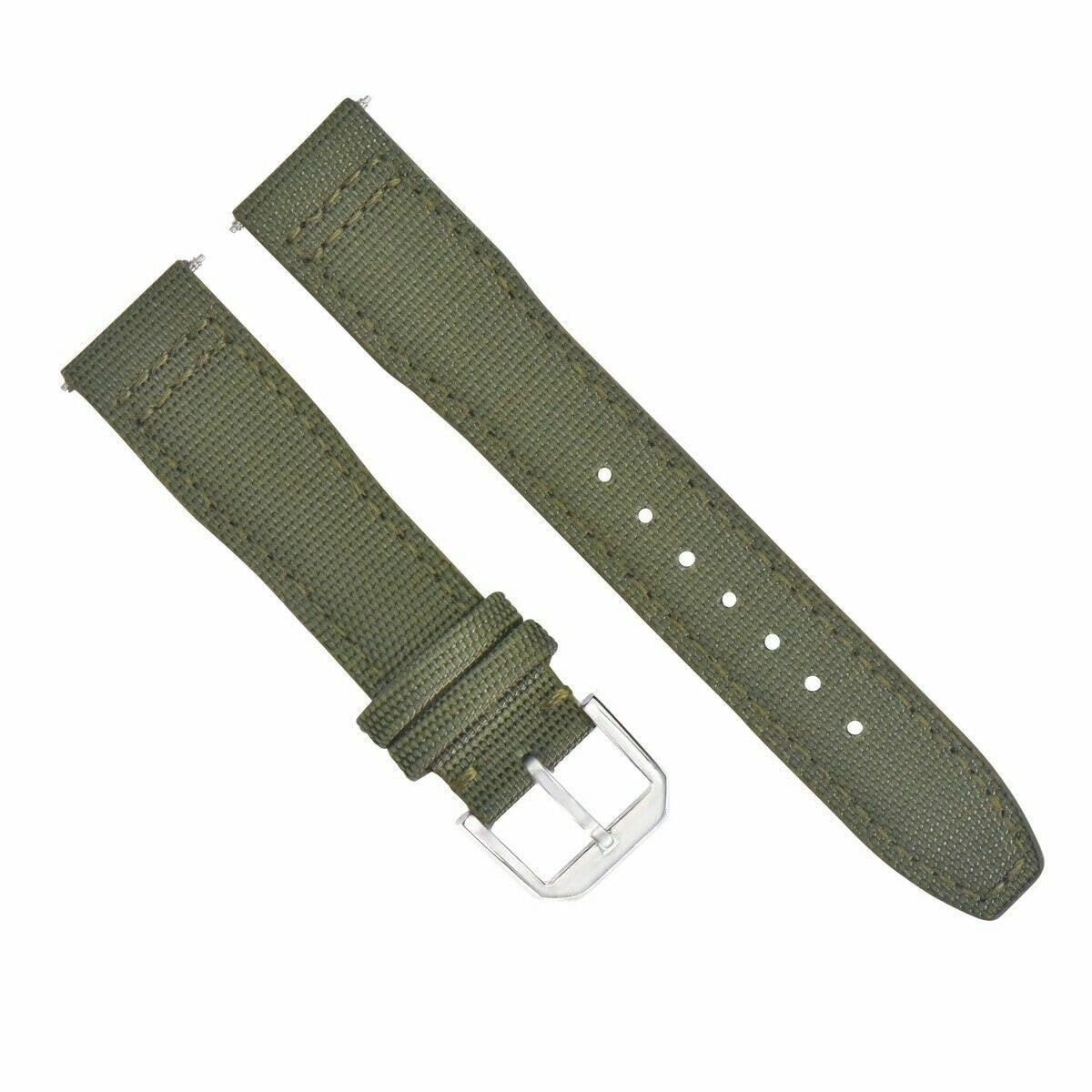 22mm Canvas Leather Watch Band Strap Replacement for IWC Pilot & Top Gun - Durable Green Portuguese Style Watch Strap for Men | Perfect for Casual Wear, Business Attire & Outdoor Adventures