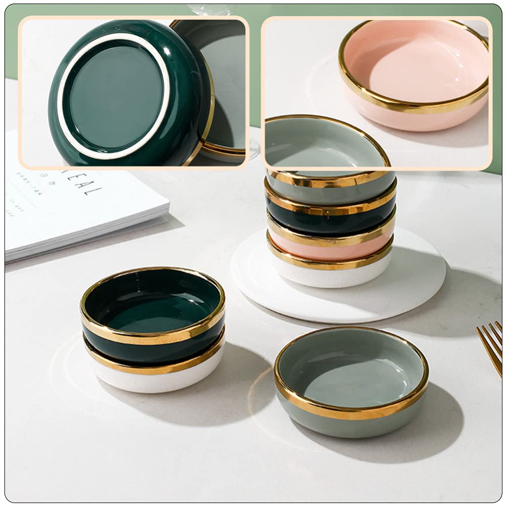 Hemoton 4-Piece Ceramic Sauce Bowls Set - Small Appetizer Plates for Dipping Sauces, Vinegar, Seasonings, Pickles - Perfect for Kitchen, Dining Table, Party Snacks & Entertaining