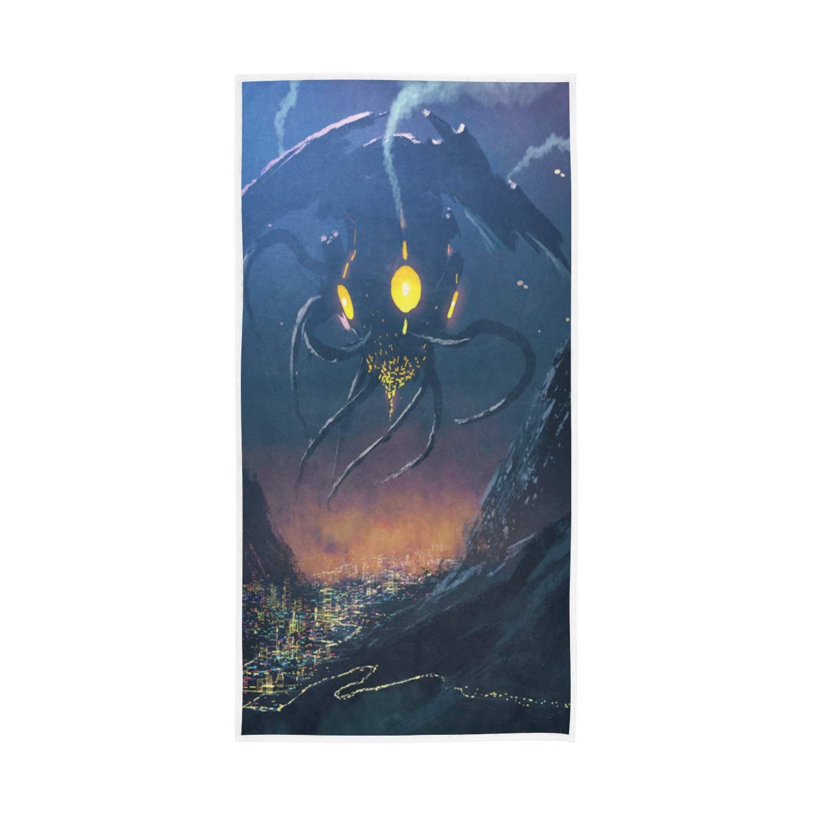 Premium Sci-Fi Alien Spaceship Bath Towel Set - 30x15 Inch Soft Absorbent Hand & Body Towels for Bathroom, Spa, Gym, Sports - Futuristic Night City Invasion Design - Perfect for Home, Travel & Gifts