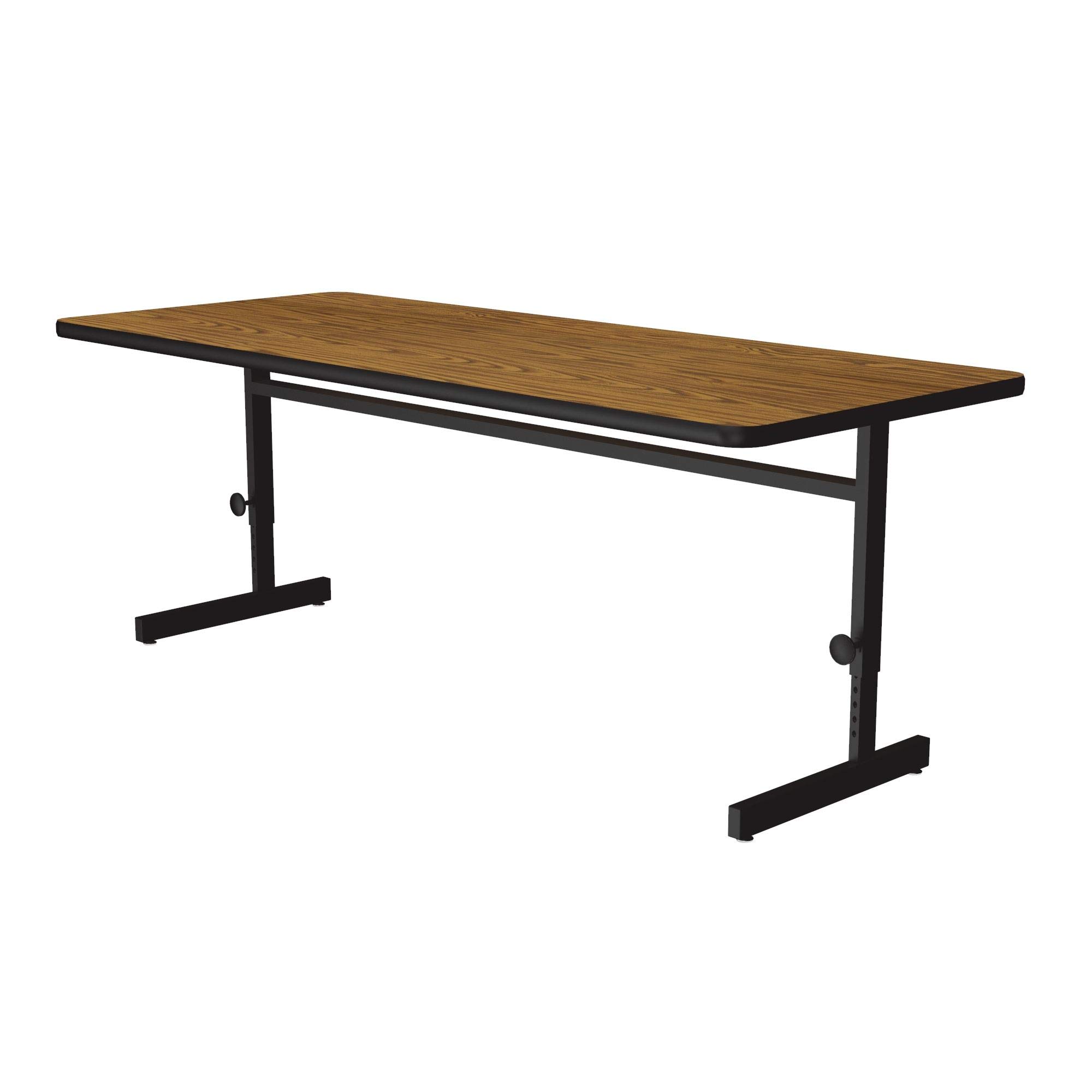 Correll 24x60 Inch Adjustable Height Rectangular Training & Computer Desk with Medium Oak Melamine Top - Steel Frame Workstation (CSA2460M-06) for Home Office, Gaming & Remote Work