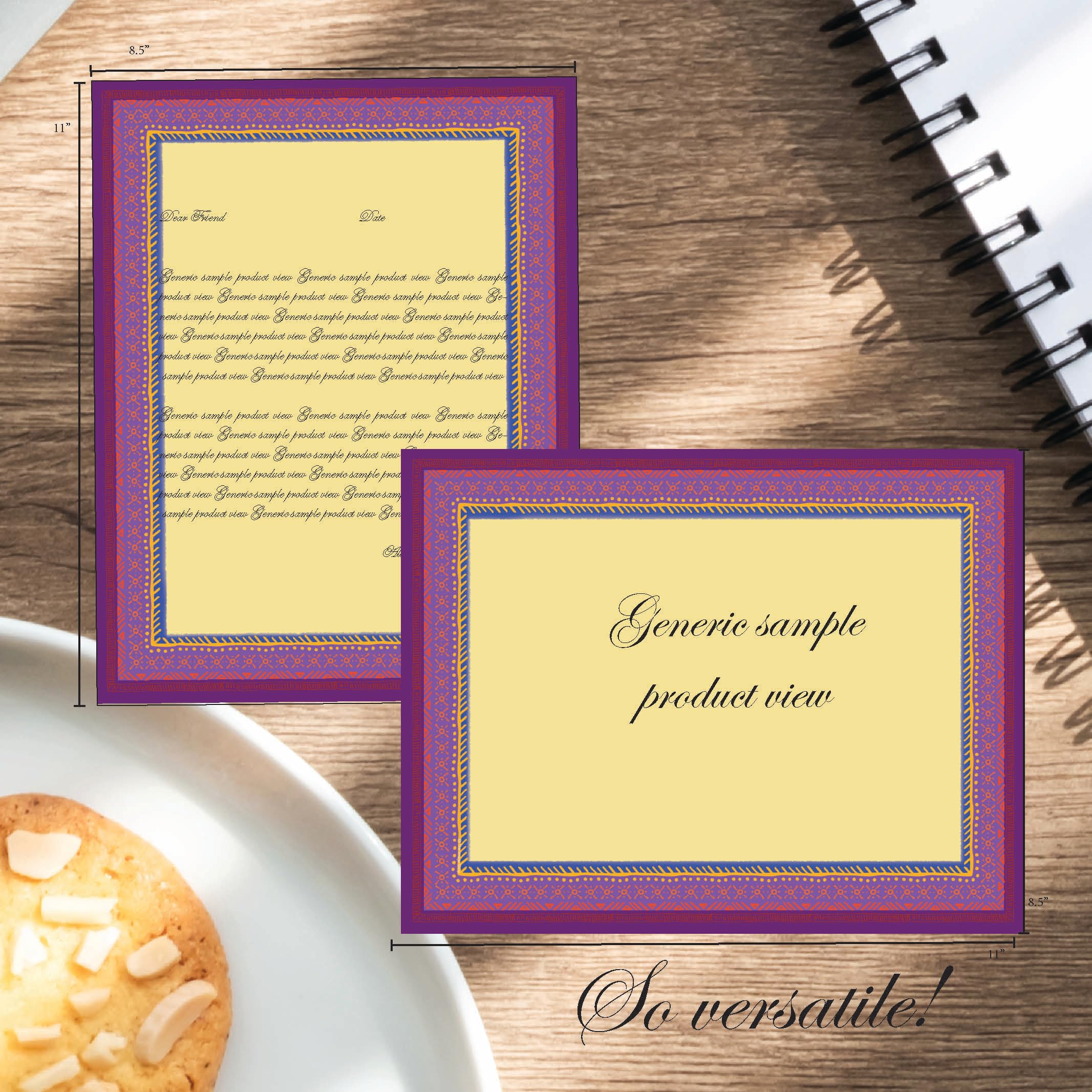 Boho Border Letterhead Paper - 100 Sheets for Laser & Inkjet Printers - Perfect for Wedding Invitations, Business Stationery & Creative Projects