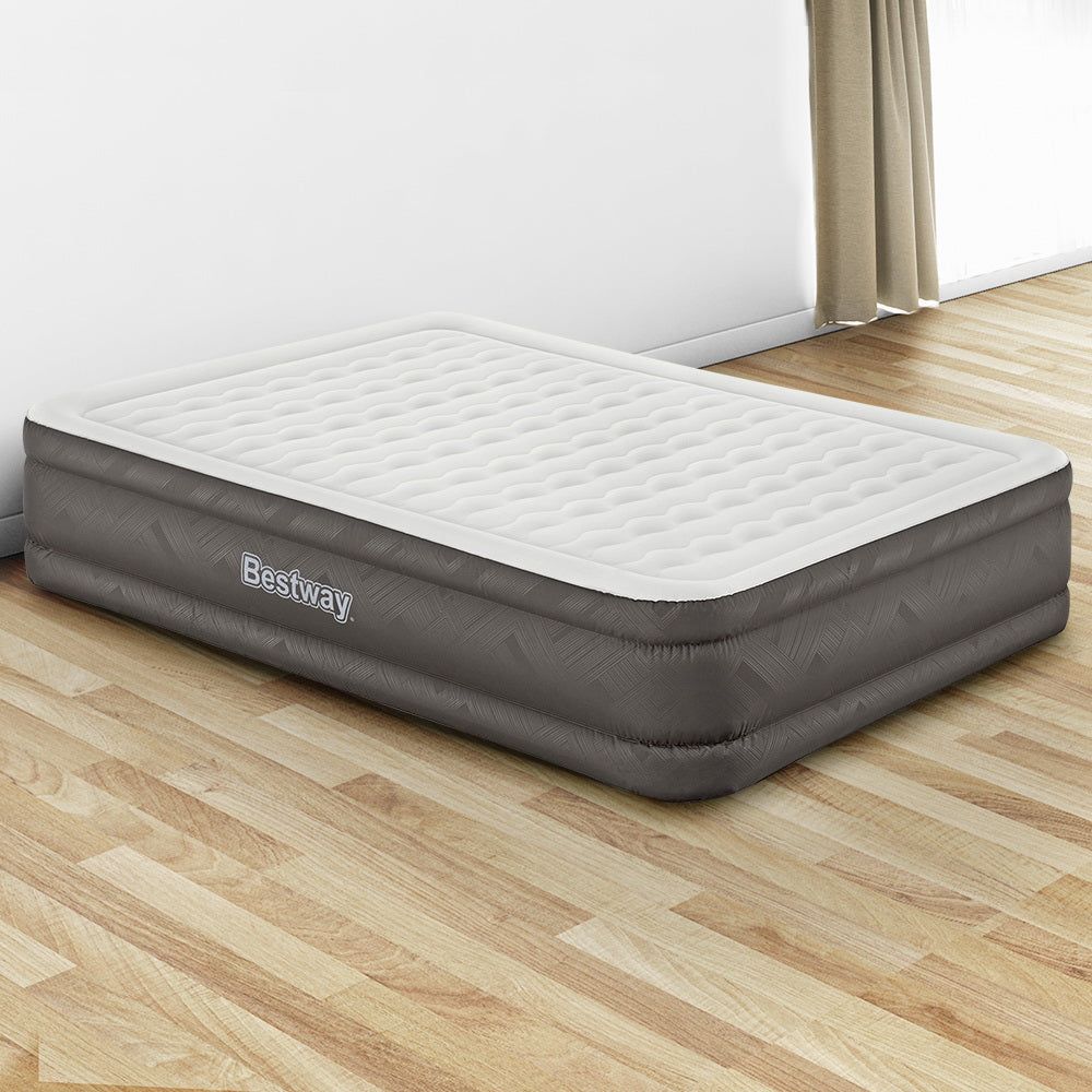 Bestway Queen Size Air Mattress with Built-in Pump - Inflatable Camping Bed for Indoor & Outdoor Use - Perfect for Guests, Travel, and Camping Trips
