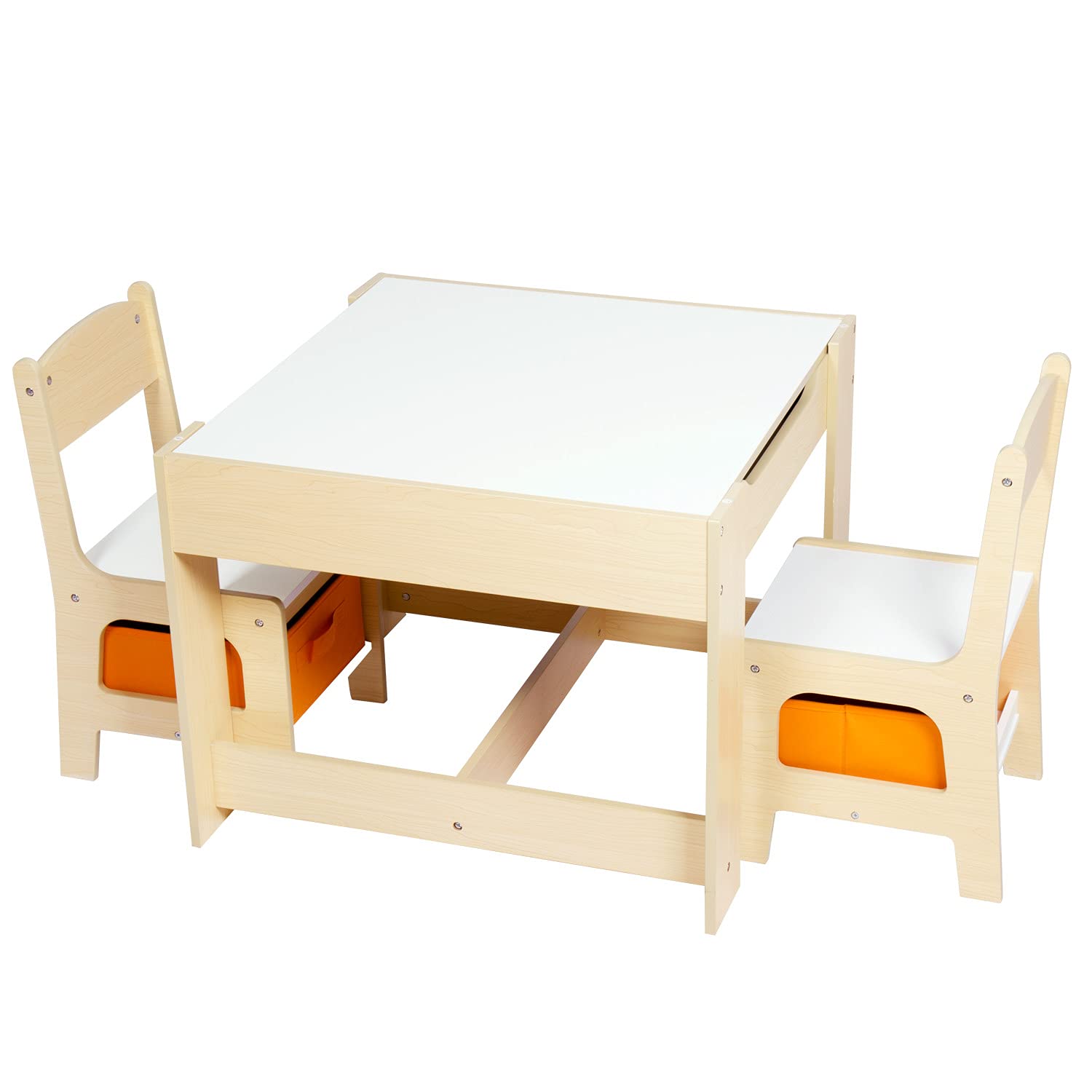 Kinbor Kids Table and Chair Set - 3-in-1 Detachable Activity Table with 2 Storage Drawers for Toddlers | Perfect for Arts, Crafts, Eating, Blocks & Reading | Ideal for Playrooms, Preschools & Daycare Centers