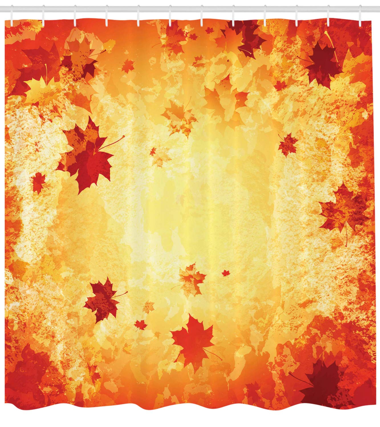 Ambesonne Autumn Shower Curtain - Abstract Fall Leaves Design with Vintage Grunge Effect, 105