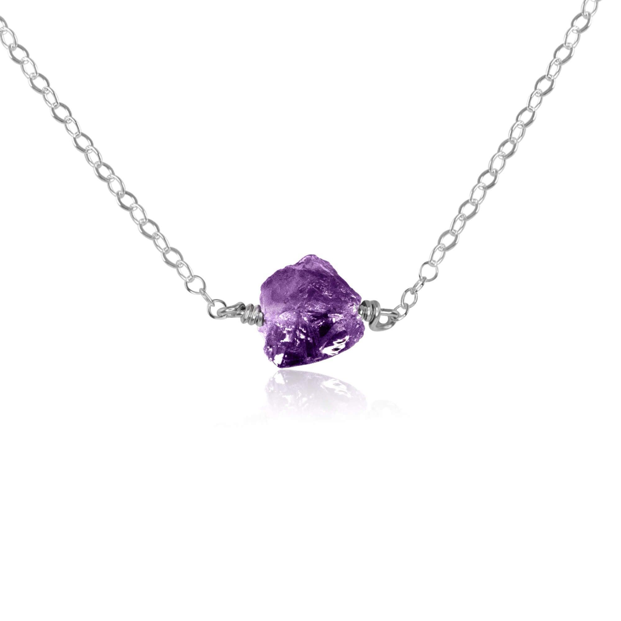 Natural Tiny Raw Amethyst Crystal Nugget Necklace - Healing Stone Jewelry for Women, Spiritual Gift, Chakra Balancing | Perfect for Meditation, Yoga & Energy Work