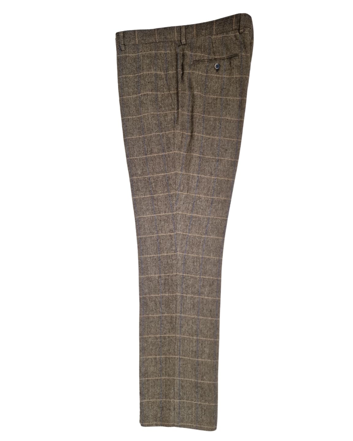 Cavani Albert Men's Brown Tweed Check Trousers | Classic Slim Fit Dress Pants for Business & Formal Occasions