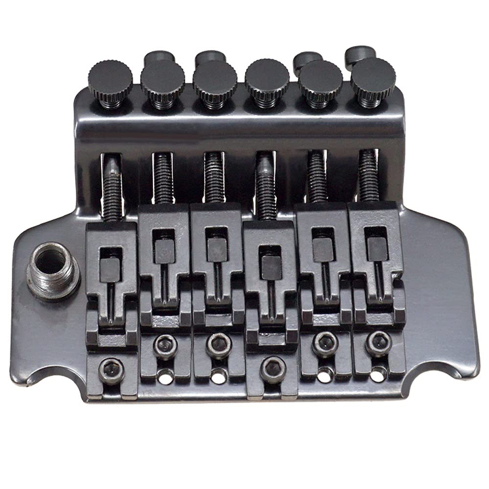 Electric Guitar Bridge Saddle & Tremolo System - 6 String Double Roll Tailpiece Replacement with Zinc Alloy Construction (Black) - Perfect for Guitar Upgrades, Repairs & Professional Performances