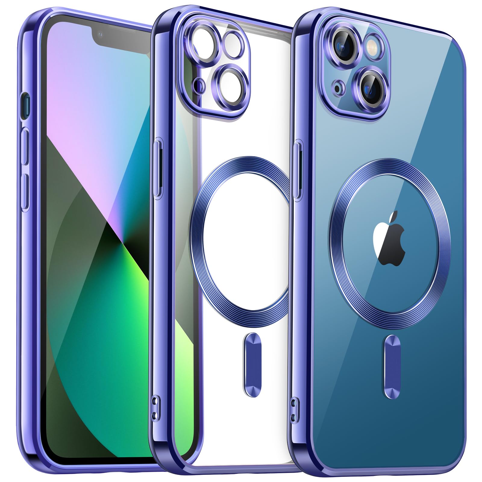 JETech iPhone 13 6.1-Inch Clear Soft TPU Case with Camera Protection | MagSafe Compatible | Shockproof Electroplated Cover (Royal Blue) | Perfect for Everyday Use, Wireless Charging & Drop Protection