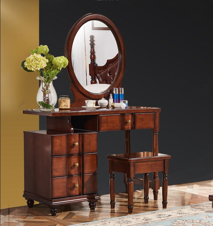 CHARLOTTE Hilton American Country Style Vanity Dressing Table with Mirror - Perfect for Bedroom Makeup & Jewelry Organization