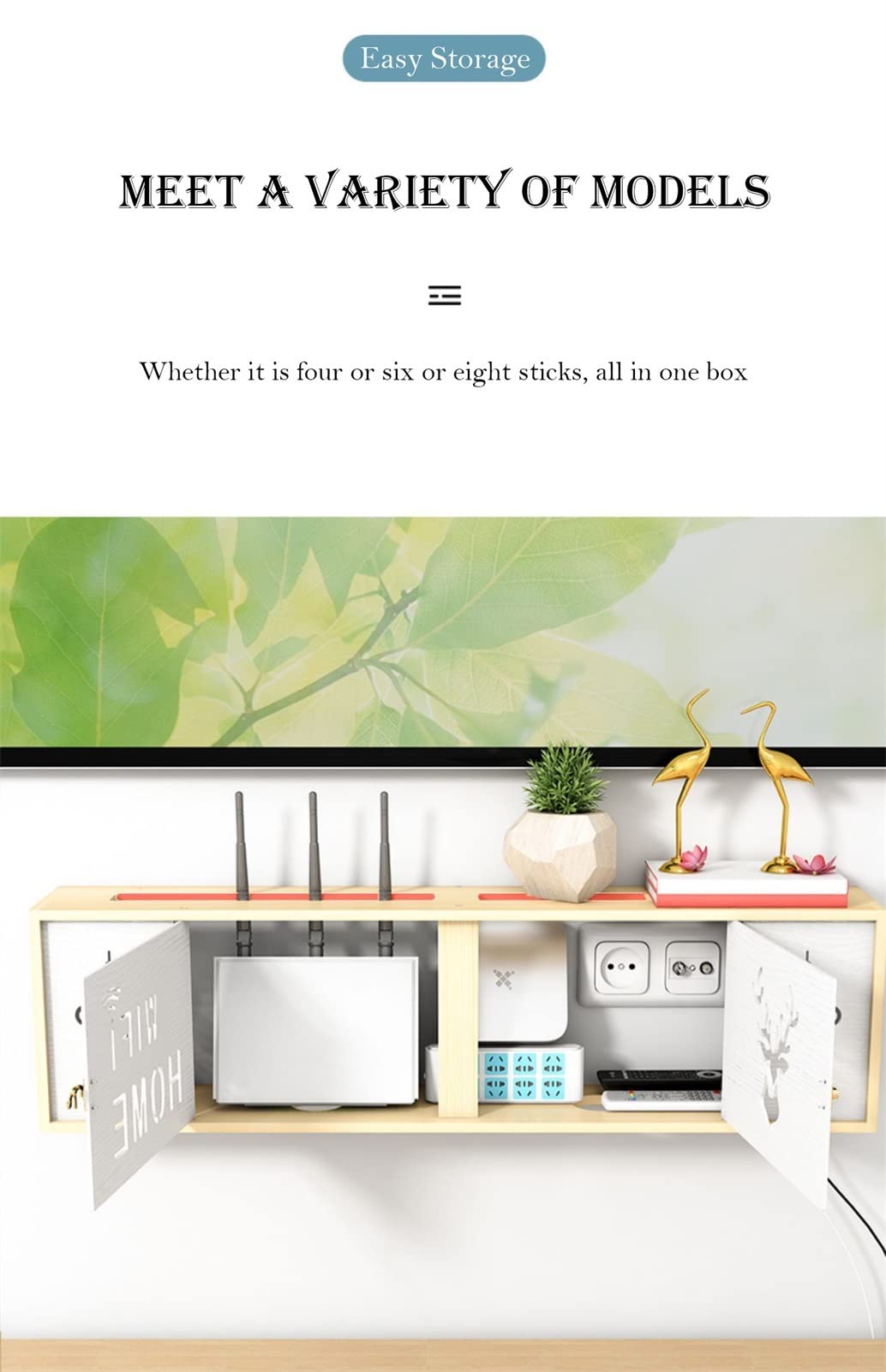 Wall-Mounted WiFi Router Storage Box with Cable Management - Decorative Cover for Hiding Wires, Modems & TV Set-Top Boxes - Perfect for Home & Office Organization