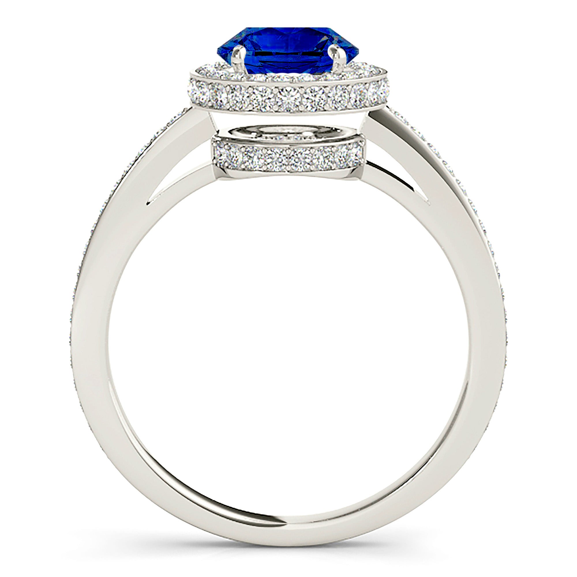 2.40 Carat Genuine Blue Sapphire Halo Engagement Ring for Women - Perfect for Weddings, Anniversaries & Special Occasions