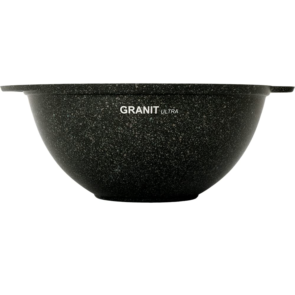 Premium Aluminum Wok Kazan Cooking Pot with Lid - 4.8 Qt (4.5L) Granite Coated Nonstick Camping & Kitchen Cookware - Perfect for Outdoor Camping, Home Cooking & Asian Cuisine