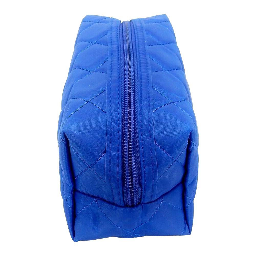 Kingsley Quilted Makeup Bag Set of 2 - Waterproof Travel Cosmetic Organizer with Zipper - Multi-Purpose Storage Pouch for Toiletries, Jewelry & Essentials - Perfect for Travel, Gym & Daily Use - Blue