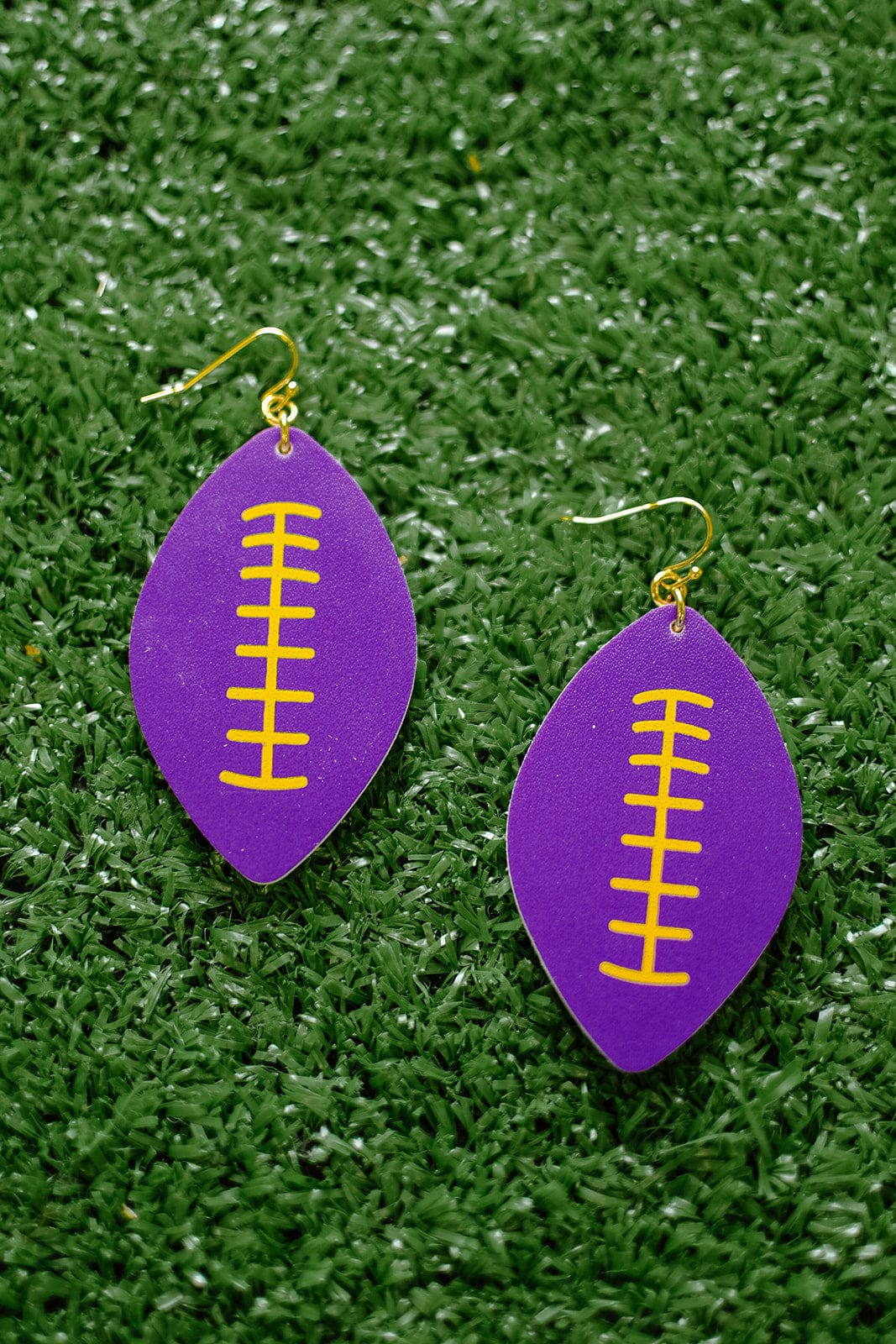Stylish Purple & Gold Football Earrings for Women - Trendy Sports Jewelry Gift for Fans - Perfect for Game Day, Parties & Football Season