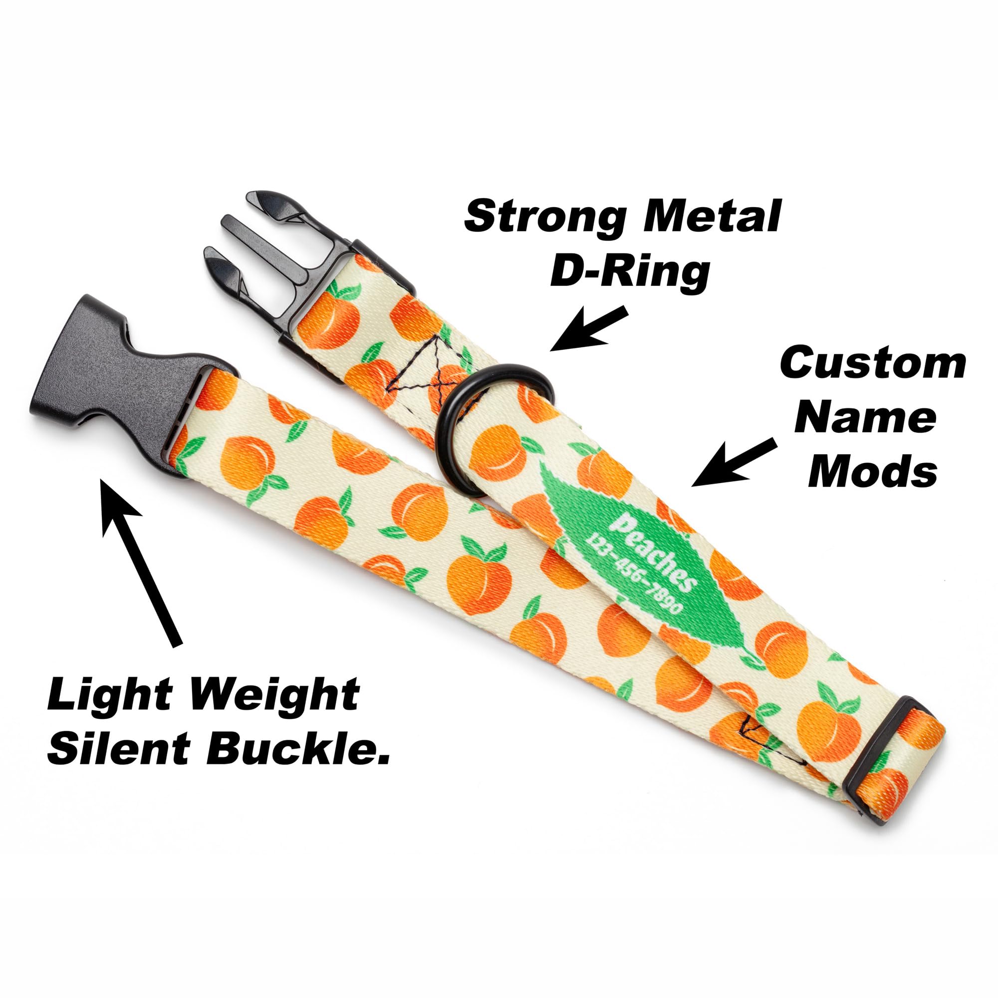 Custom Personalized Peaches Dog Collar for Small Dogs (5/8
