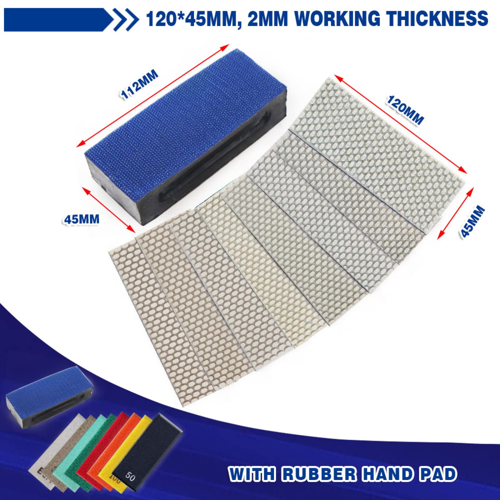 4PCS Diamond Polishing Pads for Concrete, Ceramic Tile, Marble & Stone - Hand Grinding & Buffing Tools (#50 to #BUFF) - Perfect for DIY Home Renovation & Professional Surface Restoration