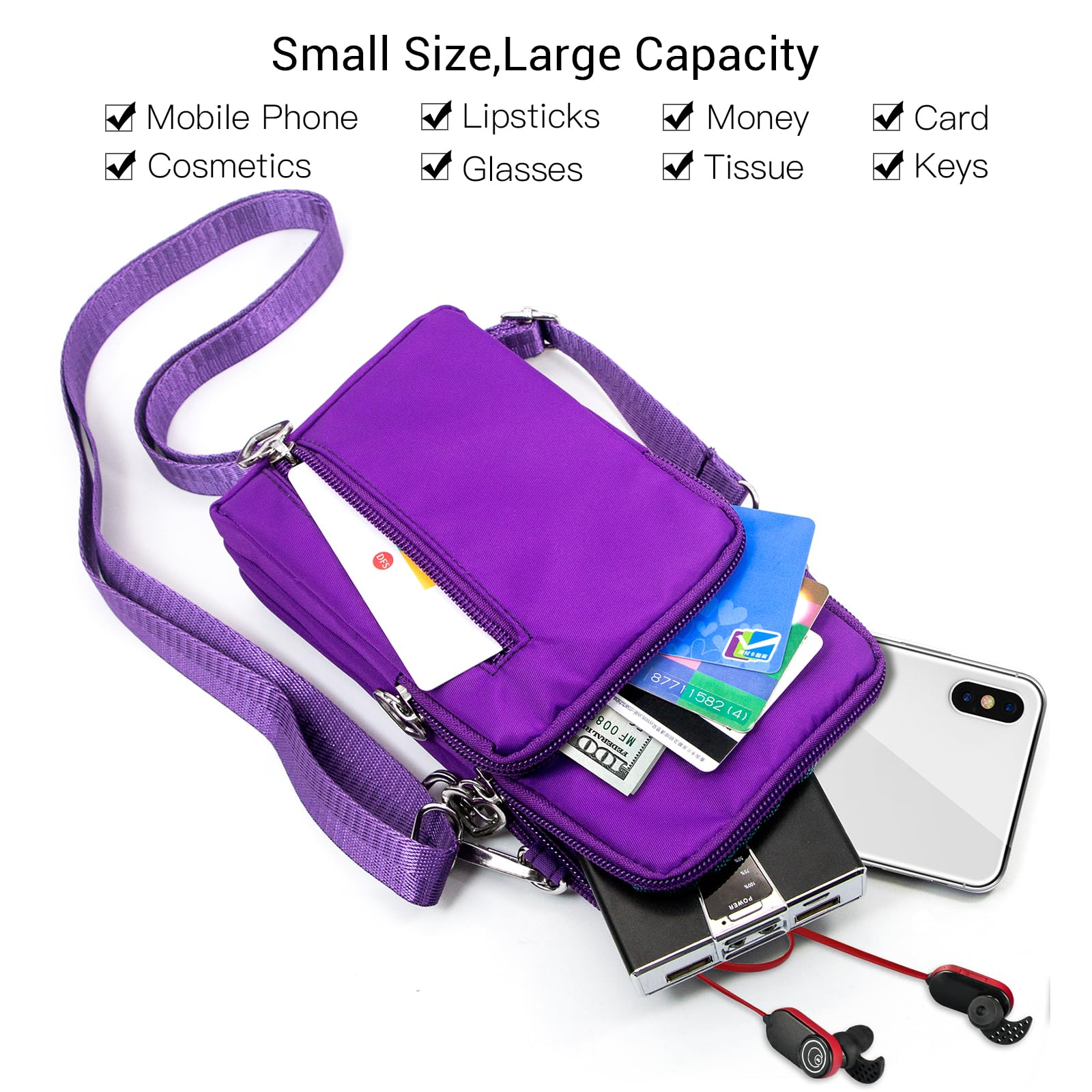 Women's Small Crossbody Bag - Adjustable Strap Travel Purse for Phone & Essentials