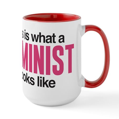 White/Red Inside - Feminist Large Mug