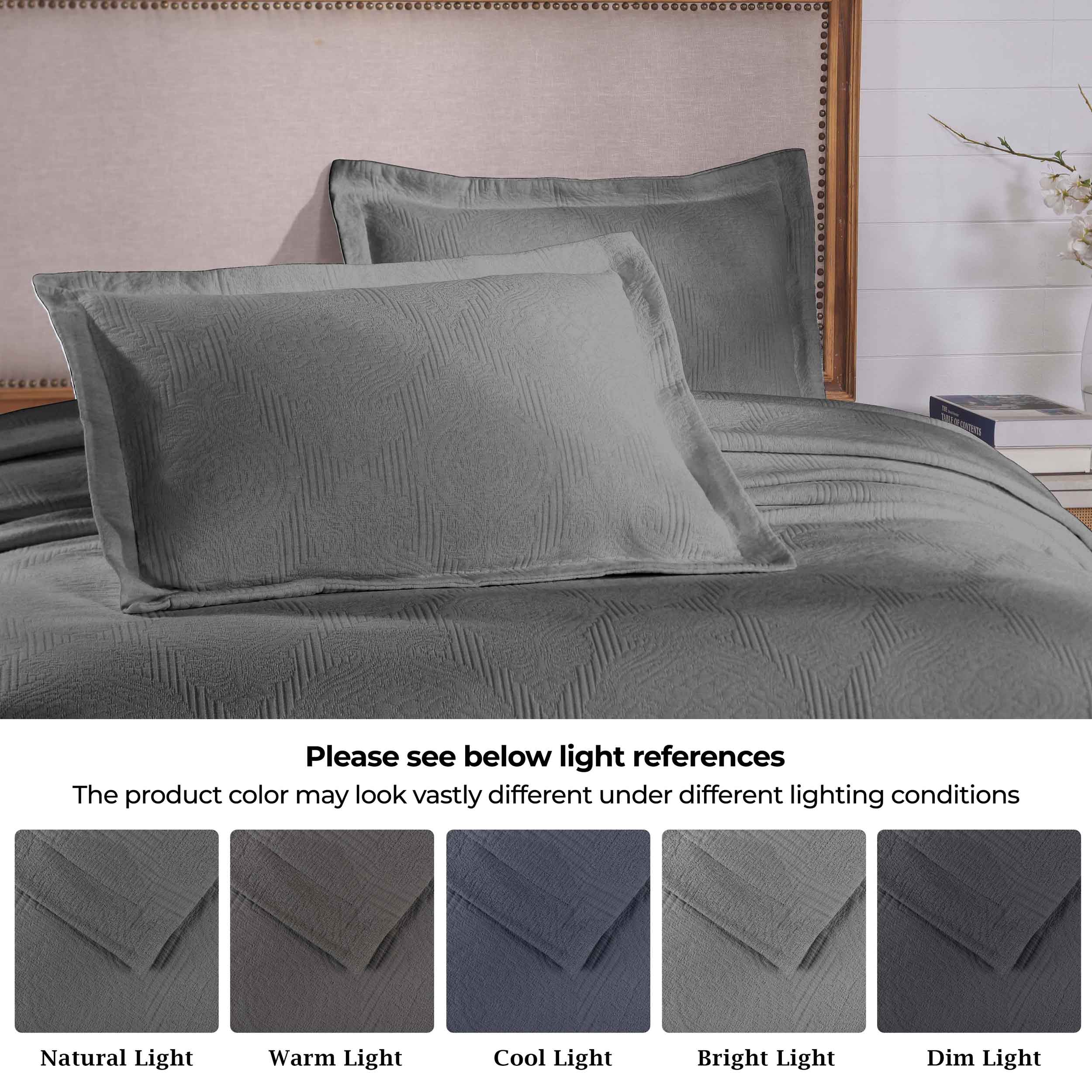 Victory Cotton Matelasse Scrolling Medallion Airy Bedspread Set - Queen Size Lightweight Quilted Coverlet for Bedroom Decor, Guest Room & Cozy Home Styling