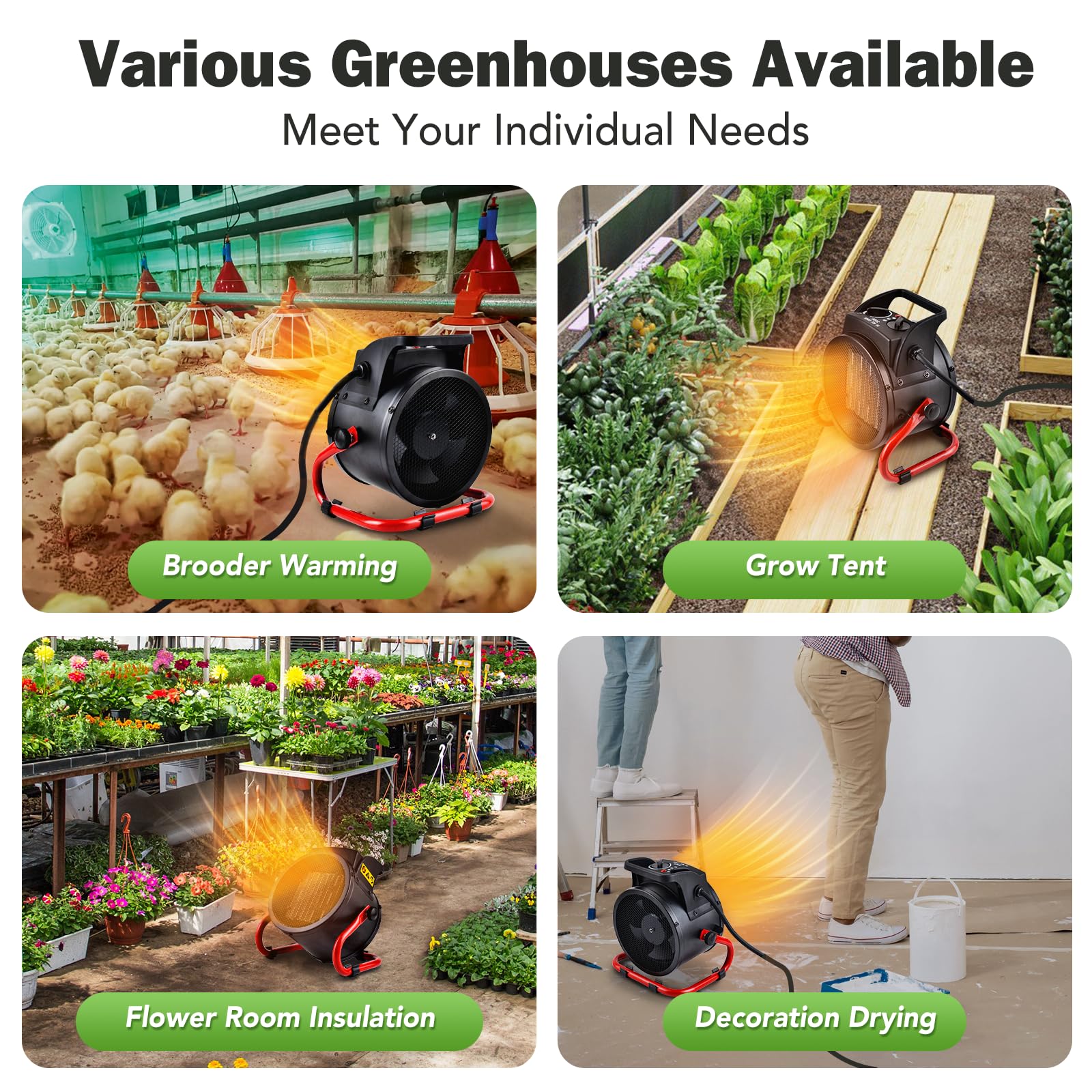 Digital Greenhouse Heater with Thermostat - Auto Power Control & Temperature Display - Fast Heating for Winter Plants - Overheat Protection - Ideal for Grow Tents, Greenhouses, Flower Rooms & Patios - Perfect for Indoor Gardening & Winter Plant Care