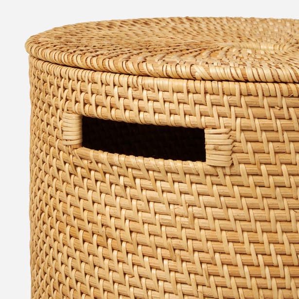 Natural Rattan Laundry Hamper Basket with Lid - Stylish Storage for Clothes, Toys & Blankets - Perfect for Bedroom, Bathroom & Nursery Organization