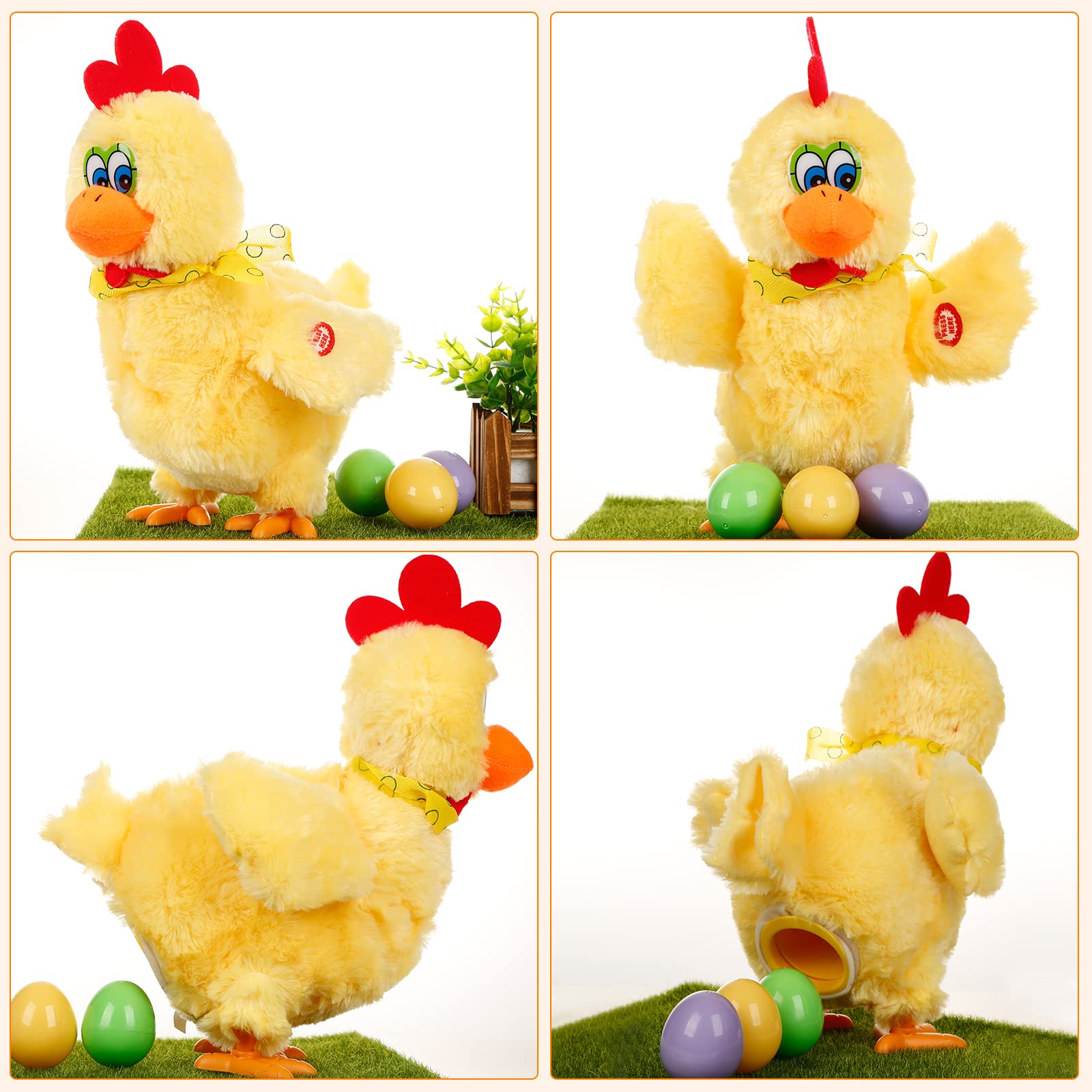 SOMOYA Electric Dancing Chicken Toy with Egg Laying & Music - Interactive Plush Animal Toy for Kids, Easter Gifts & Party Fun (Yellow) - Perfect for Easter Celebrations, Birthday Parties & Children's Playtime