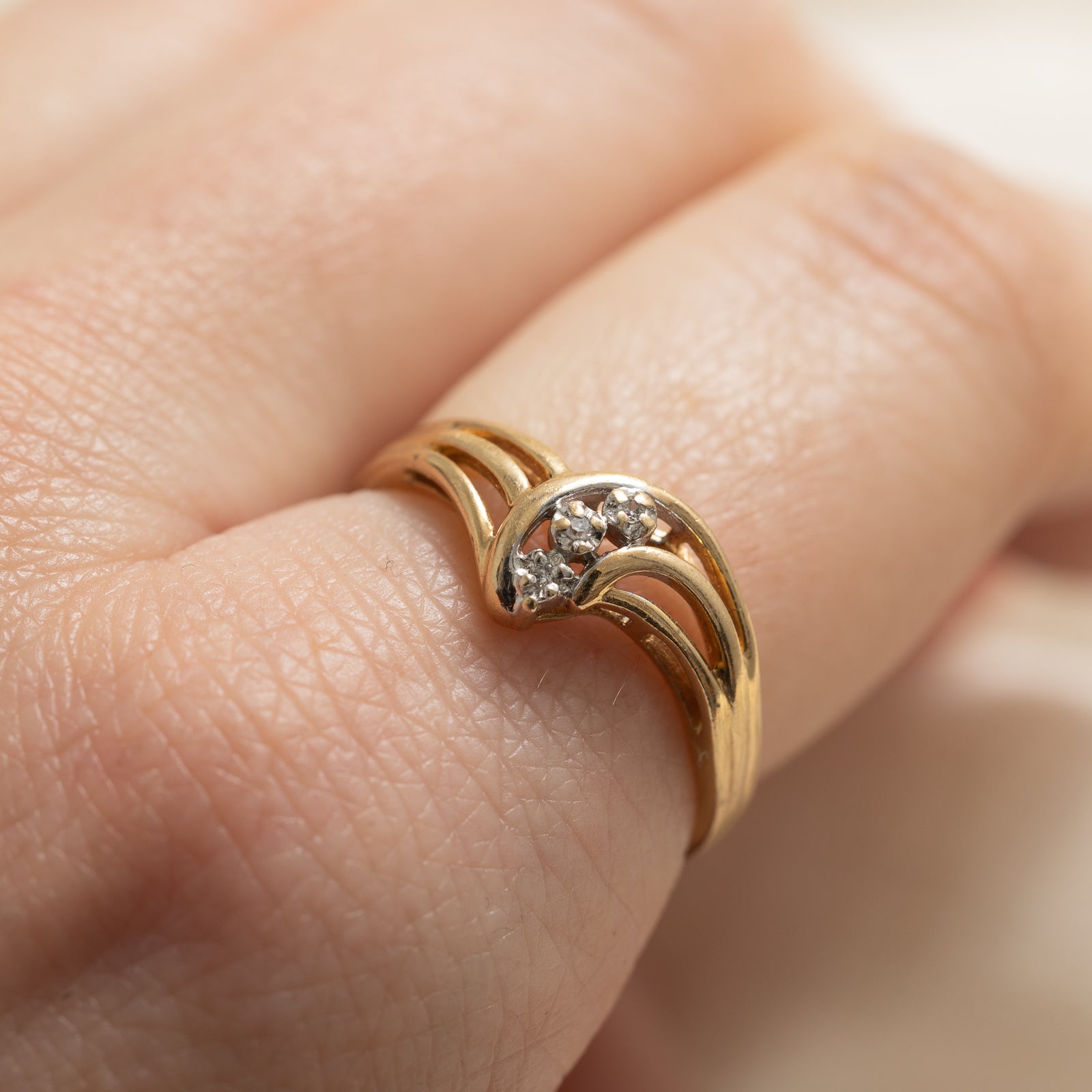 0.009ctw Diamond Chevron Ring for Women - Size 8 | Elegant Stackable Band for Weddings, Anniversaries & Everyday Wear