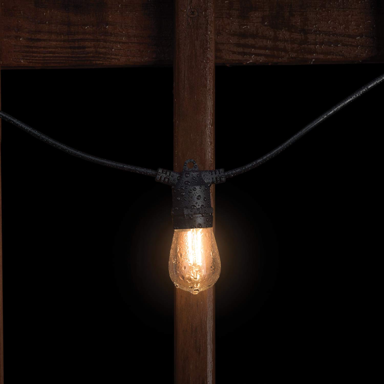 Beams S14 Solar LED String Lights - 27ft Weatherproof Outdoor Lights for Patio, Garden, Backyard & Deck - Black (Ideal for Parties, Weddings & Landscape Lighting)