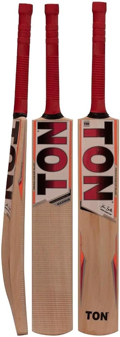 Premium SS Ton Maximus Kashmir Willow Leather Ball Cricket Bat - Adult Size with Short Handle & Protective Cover | Perfect for Practice, Matches & Training Sessions