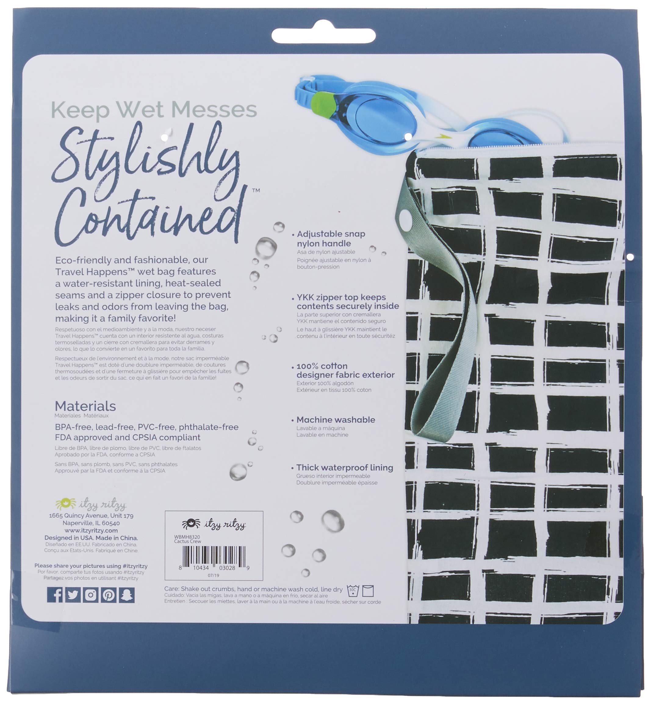 Itzy Ritzy Waterproof Wet Bag with Handle - Reusable & Washable Travel Wet Bag for Swimsuits, Cloth Diapers, Gym Clothes & Toiletries - 11”x14” Water-Resistant Pouch (Cactus Crew) - Perfect for Pool, Beach, Daycare & Gym Essentials