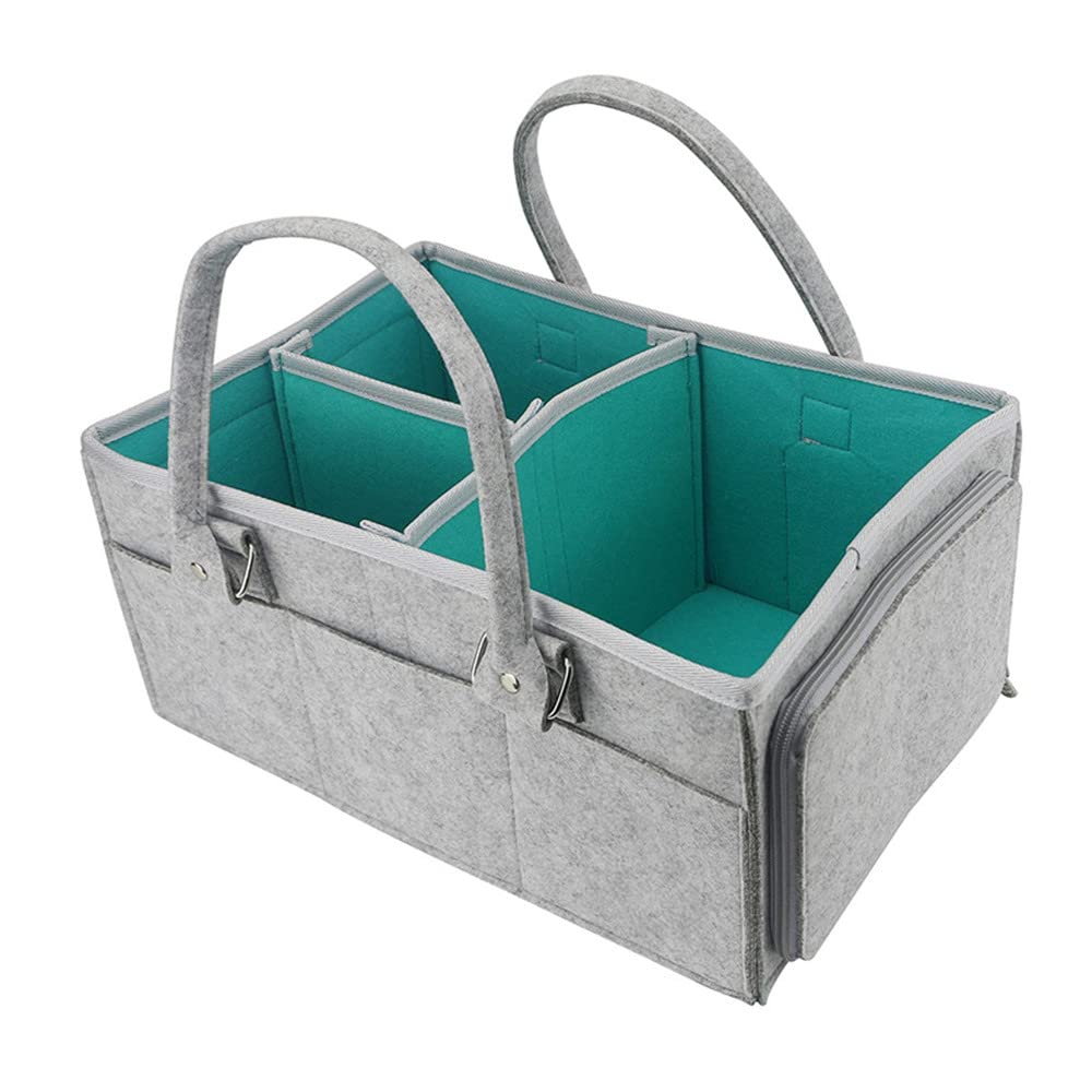 Soft Felt Baby Diaper Caddy Organizer with Multiple Pockets - Portable Nursery Storage Basket for Diapers, Wipes & Baby Essentials - Perfect for Nursery, Changing Table & On-the-Go Parenting