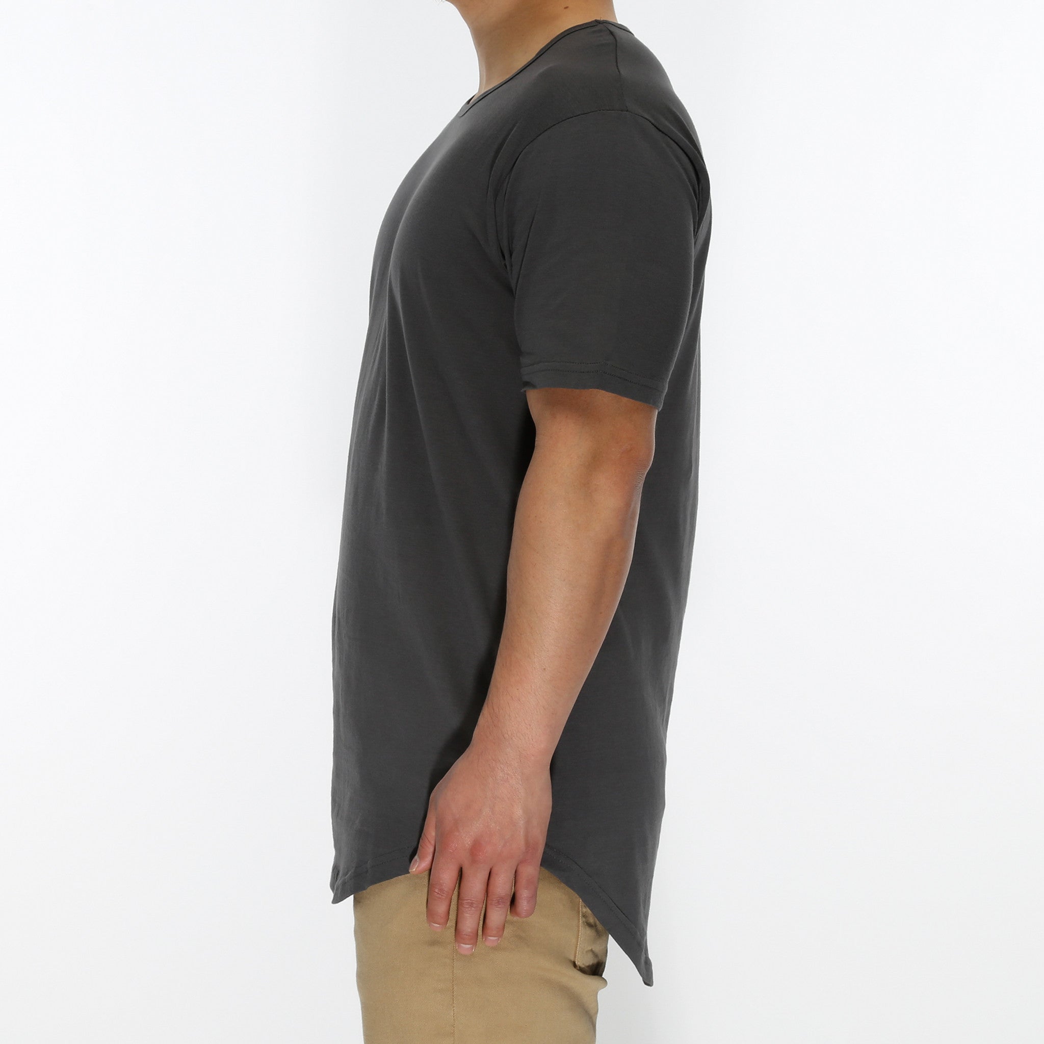 New Star Drop Tail T-Shirt for Women - Soft Cotton Oversized Tee in Charcoal Gray | Casual Streetwear & Everyday Comfort