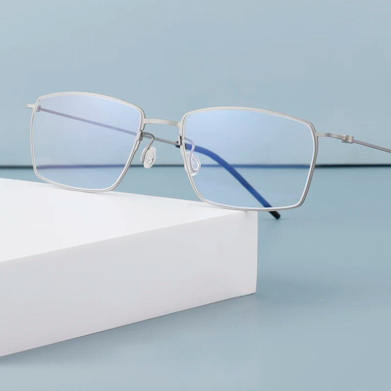 Black Titanium Square Screwless Eyeglasses for Women - Lightweight Full Rim Frame 65509 | Perfect for Work, Reading & Everyday Wear