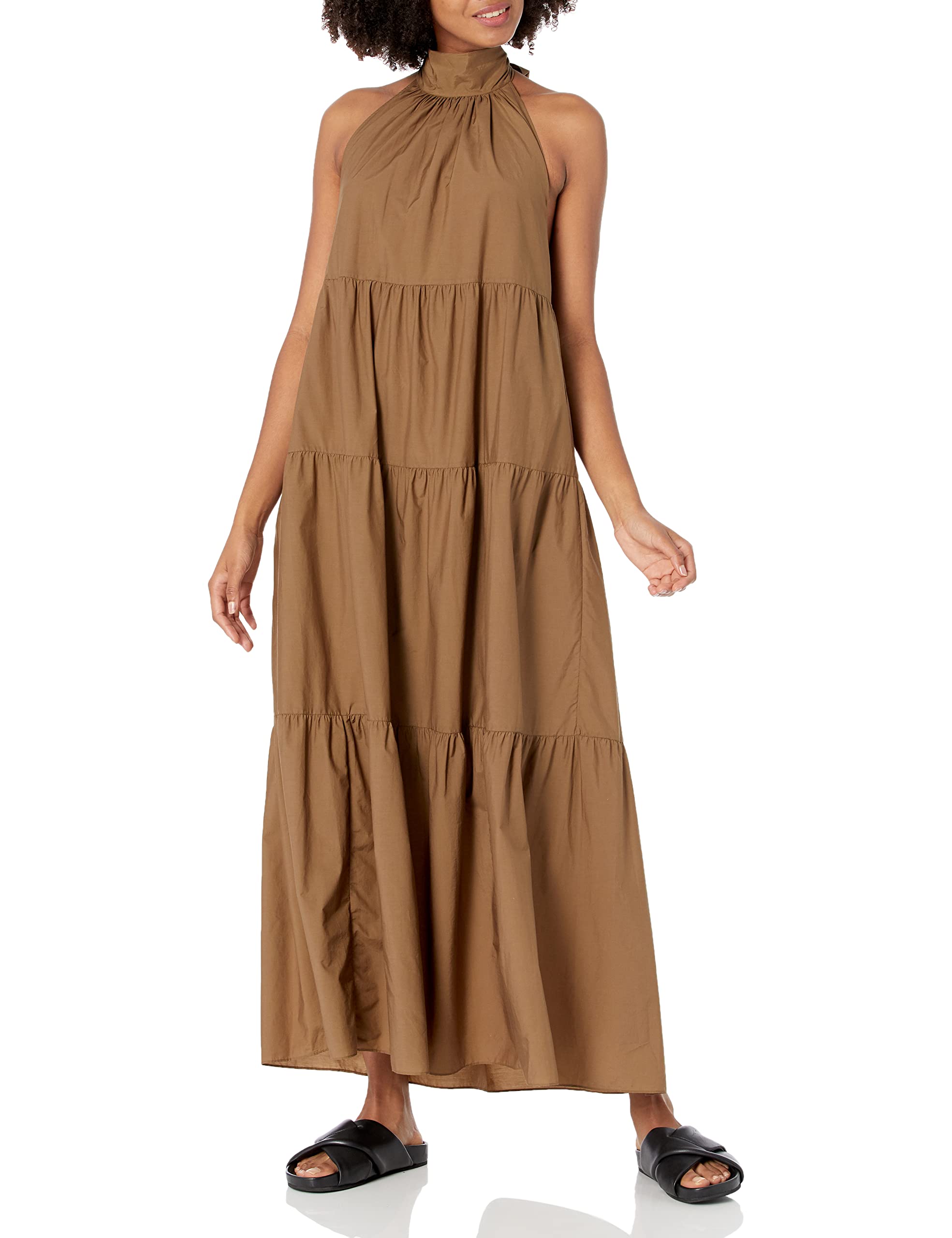 Theory Women's Halter Tier Maxi Dress - Elegant Summer Beach Wedding Party Dress for Women | Flowy Long Dress with Adjustable Straps & Side Slit