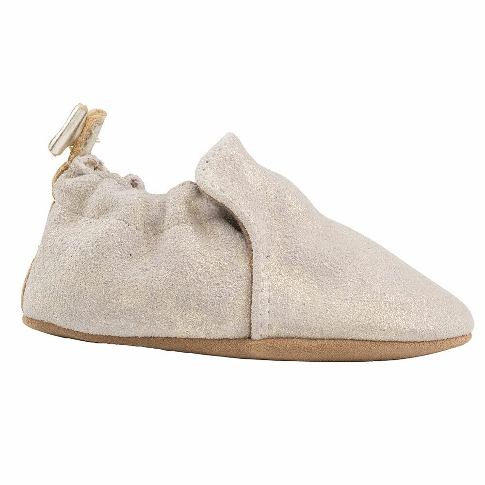 Robeez Baby Girls Gold Shimmer Crib Shoes - Soft Sole First Walkers for Infants & Toddlers - Perfect for Special Occasions, Photo Shoots & Everyday Wear