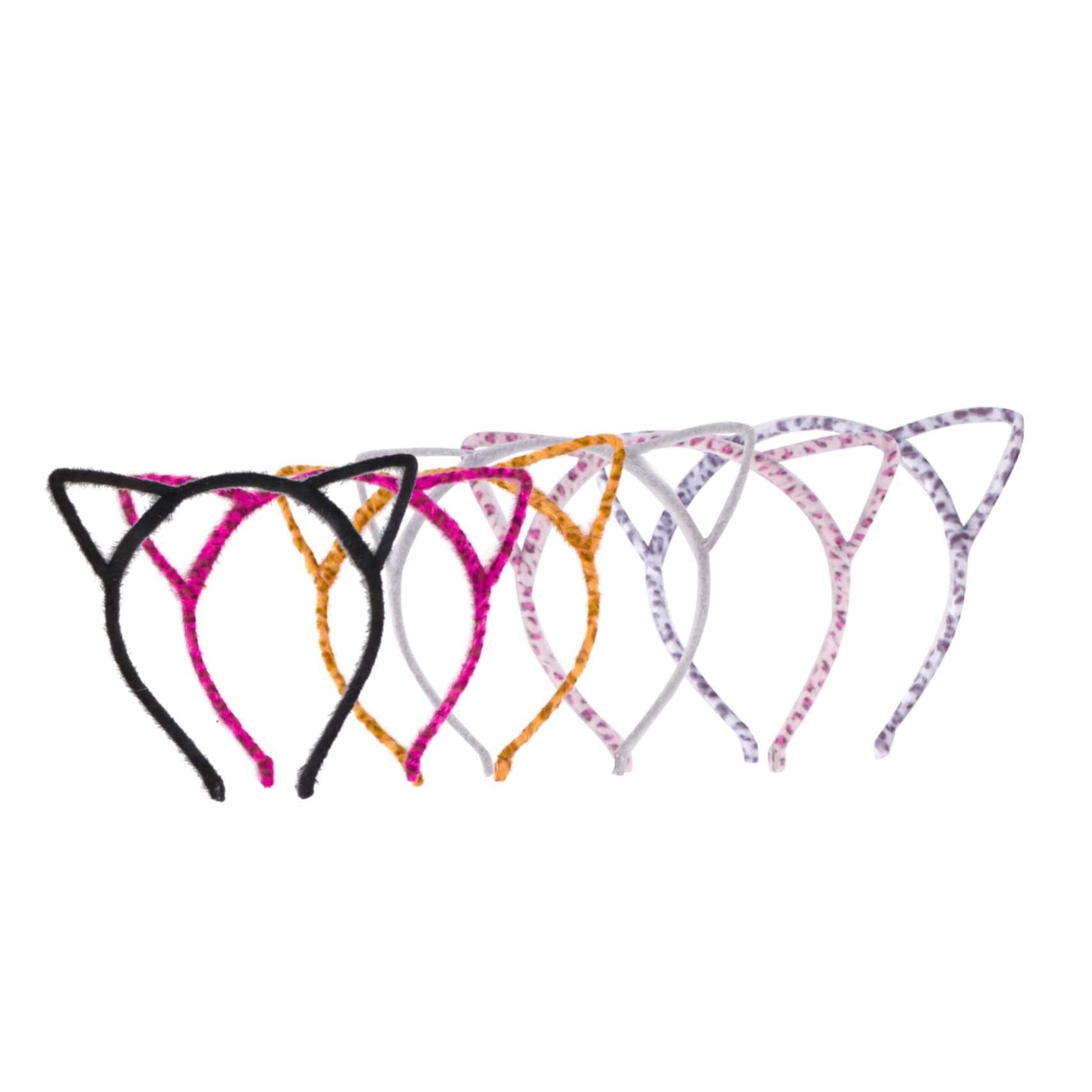 FOMIYES 6 Pack Leopard Print Metal Headbands for Women - Cat Ear Hair Hoops, Animal Party Hair Accessories for Girls, Halloween Costume, Cosplay, Birthday Favors