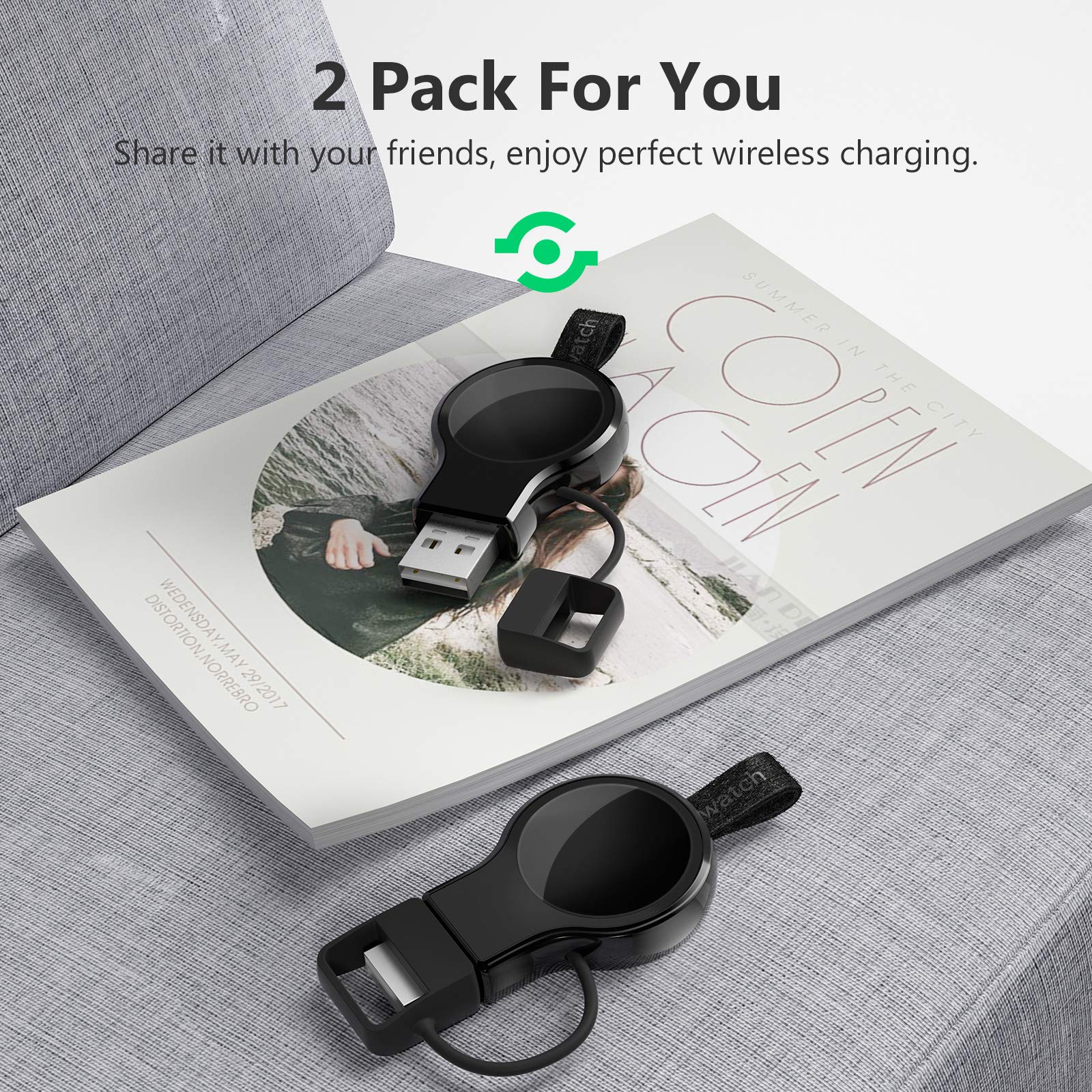 Magnetic Wireless Charger for Apple Watch Ultra/10/9/8/7/6/5/4/3/2/1/SE - Portable & Travel-Friendly Cordless Charging Dock - Perfect for Home, Office, Gym & Travel Use