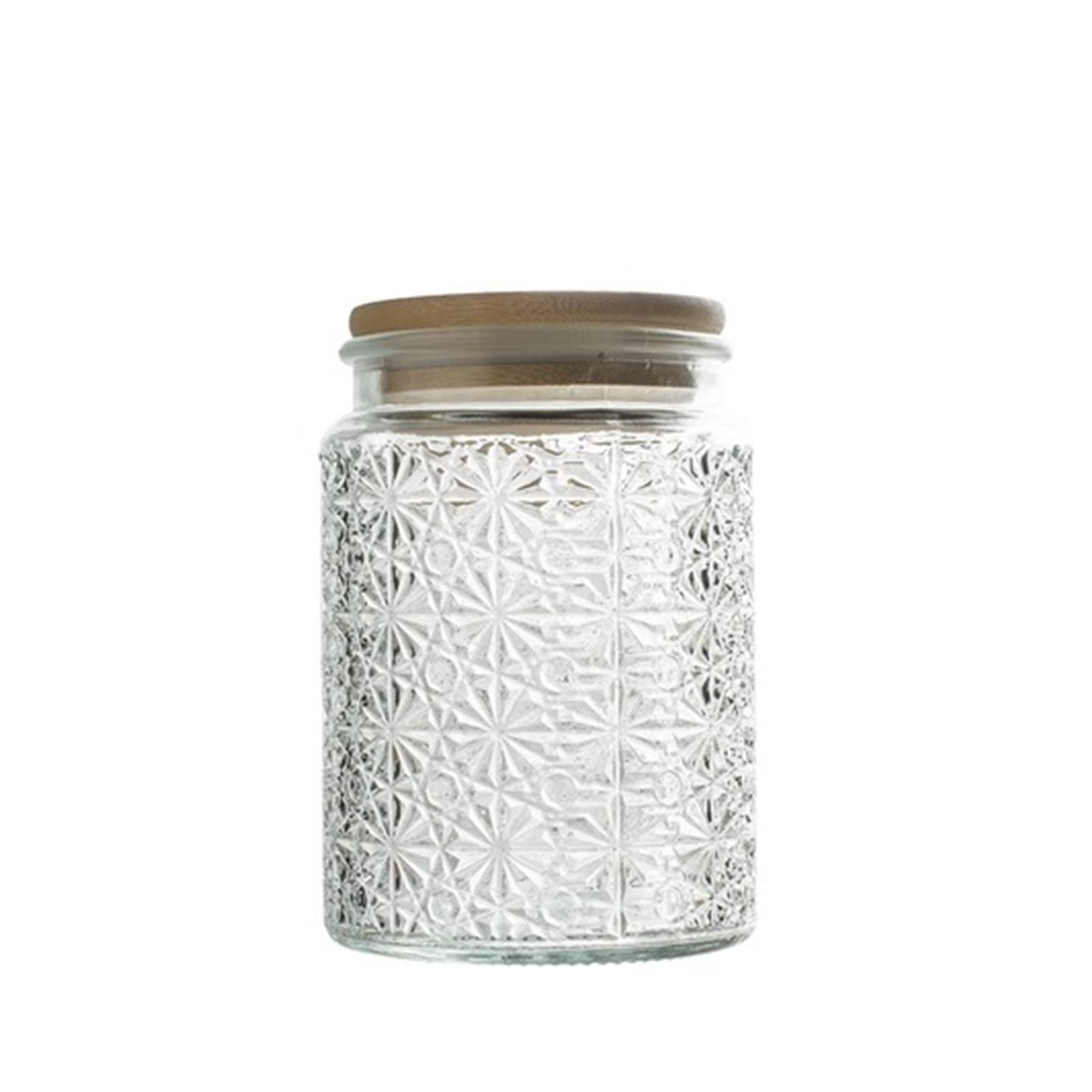 Embossed Flower Glass Jar with Lid - Airtight Food Storage Container for Kitchen, Spices, Sugar, Tea | 2-Piece Set | Transparent Sealed Canister for Pantry & Home Organization